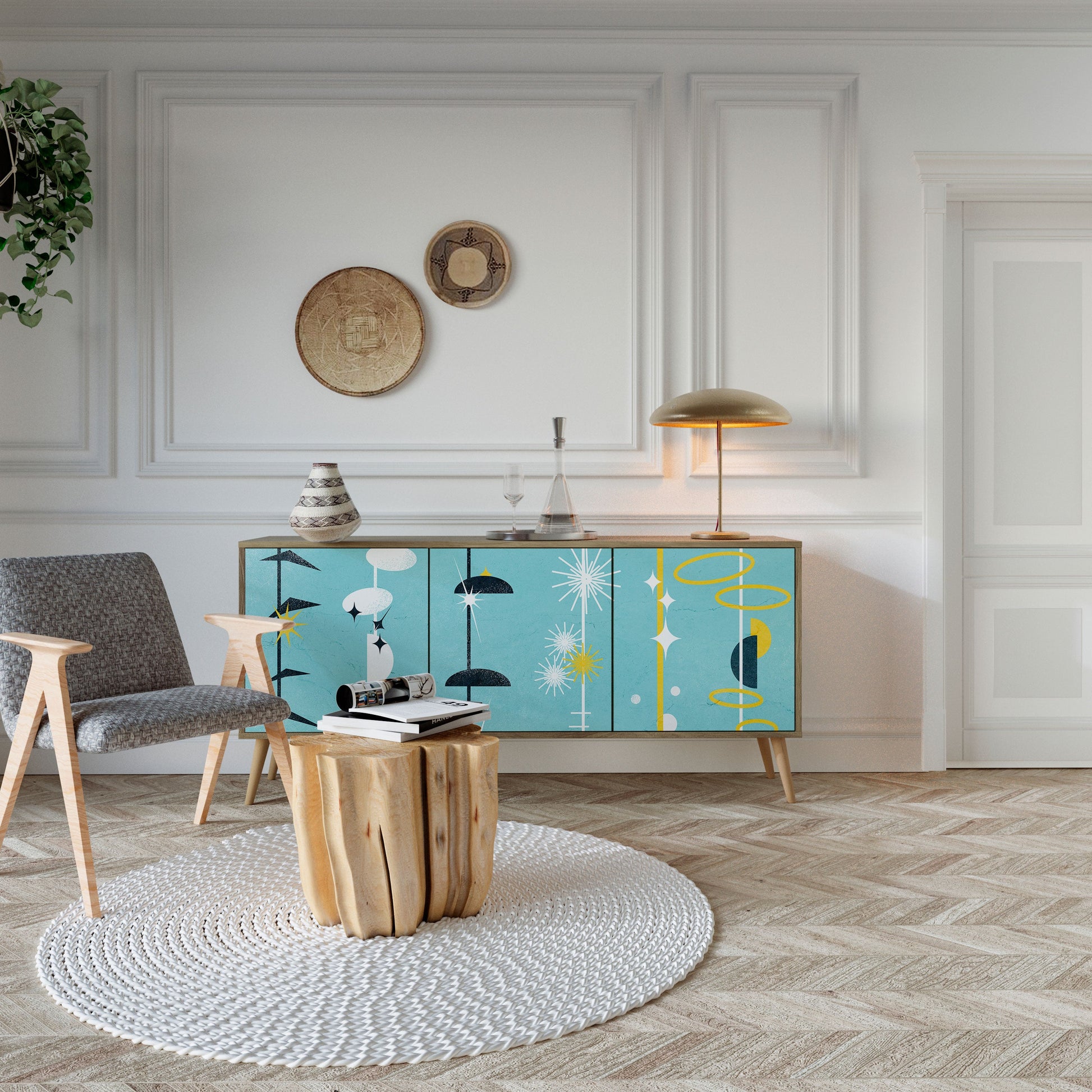 Buffet 3 portes effet chêne PATHS TO HAPPINESS
