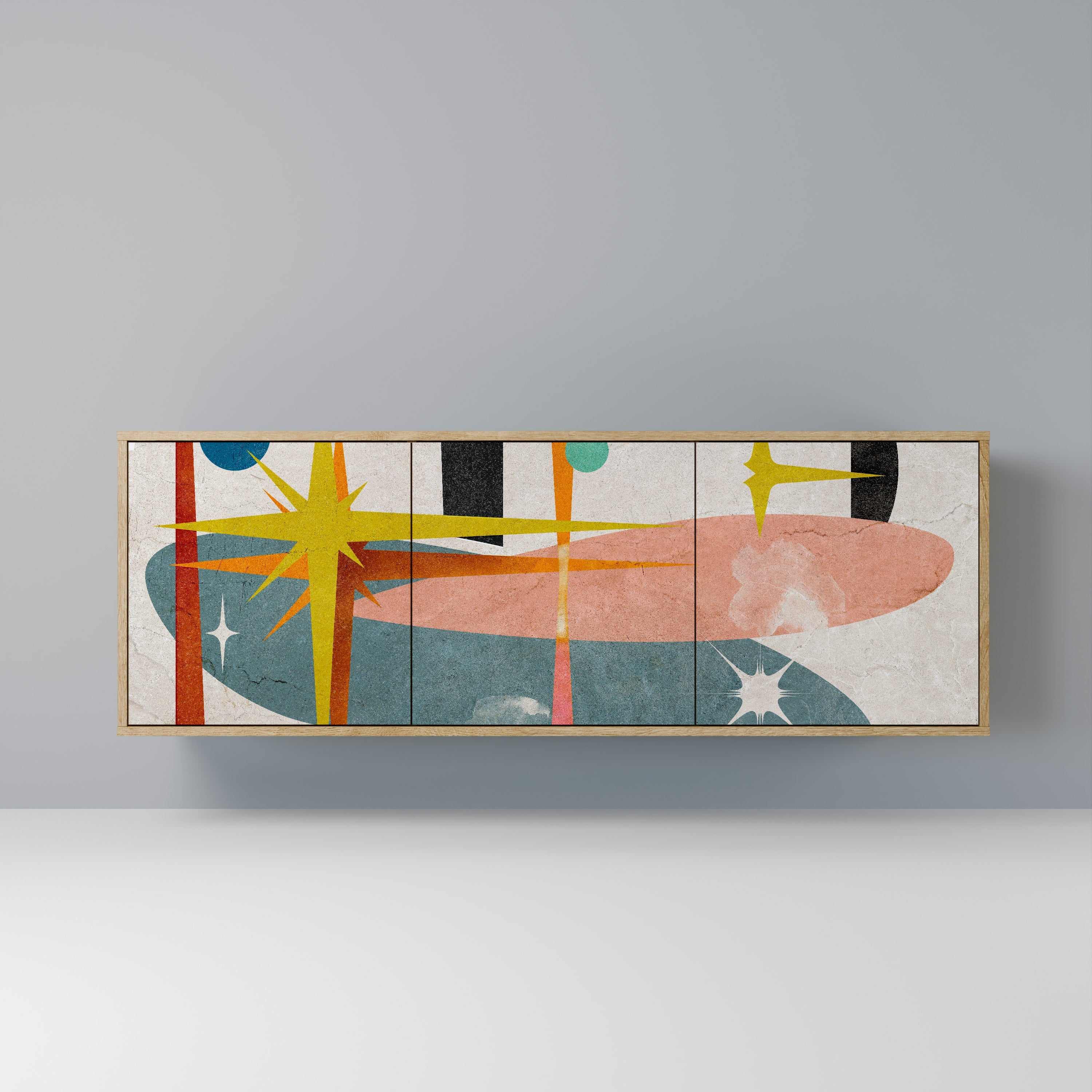 Buffet 3 portes INTERSTELLAR VIBES effet chêne