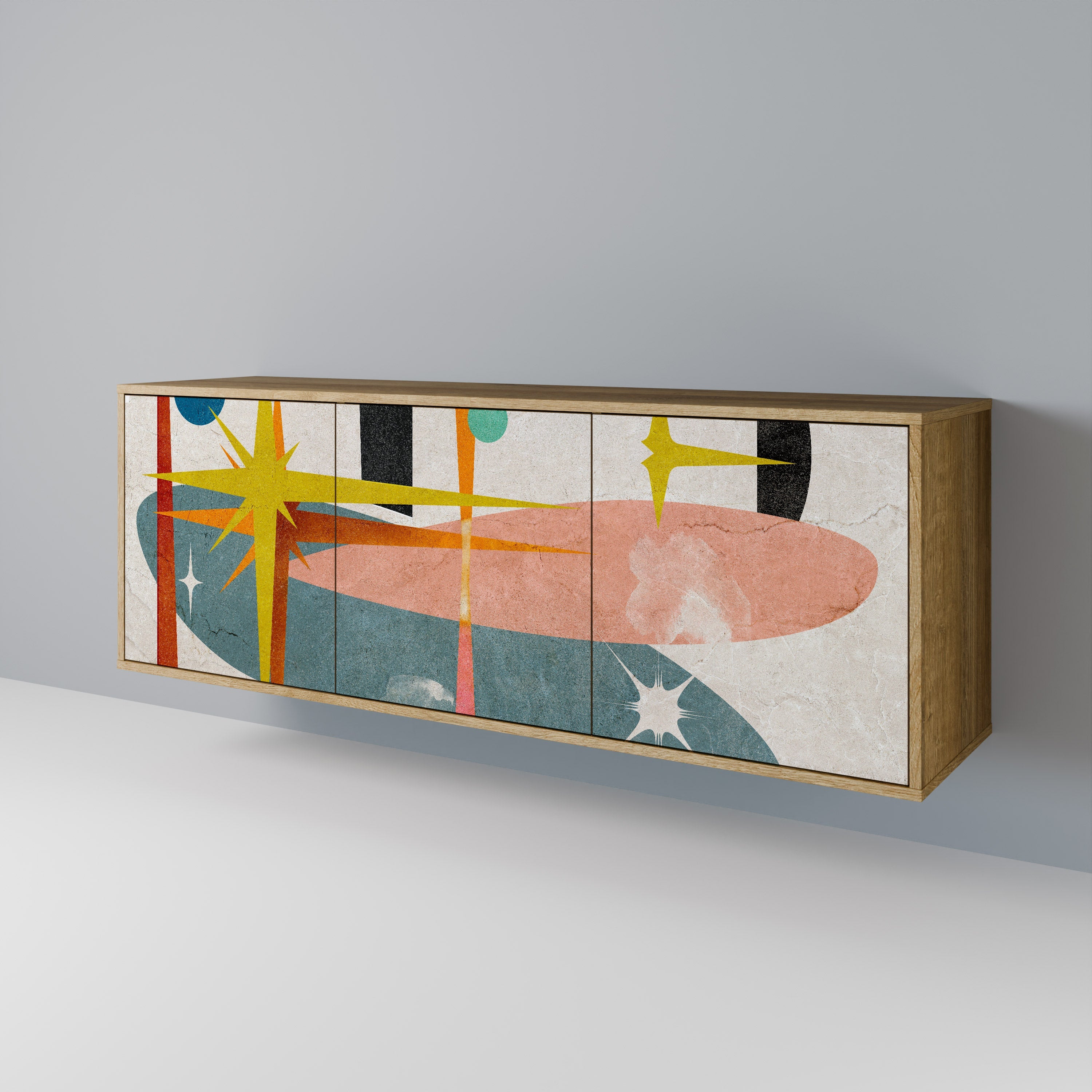 Buffet 3 portes INTERSTELLAR VIBES effet chêne