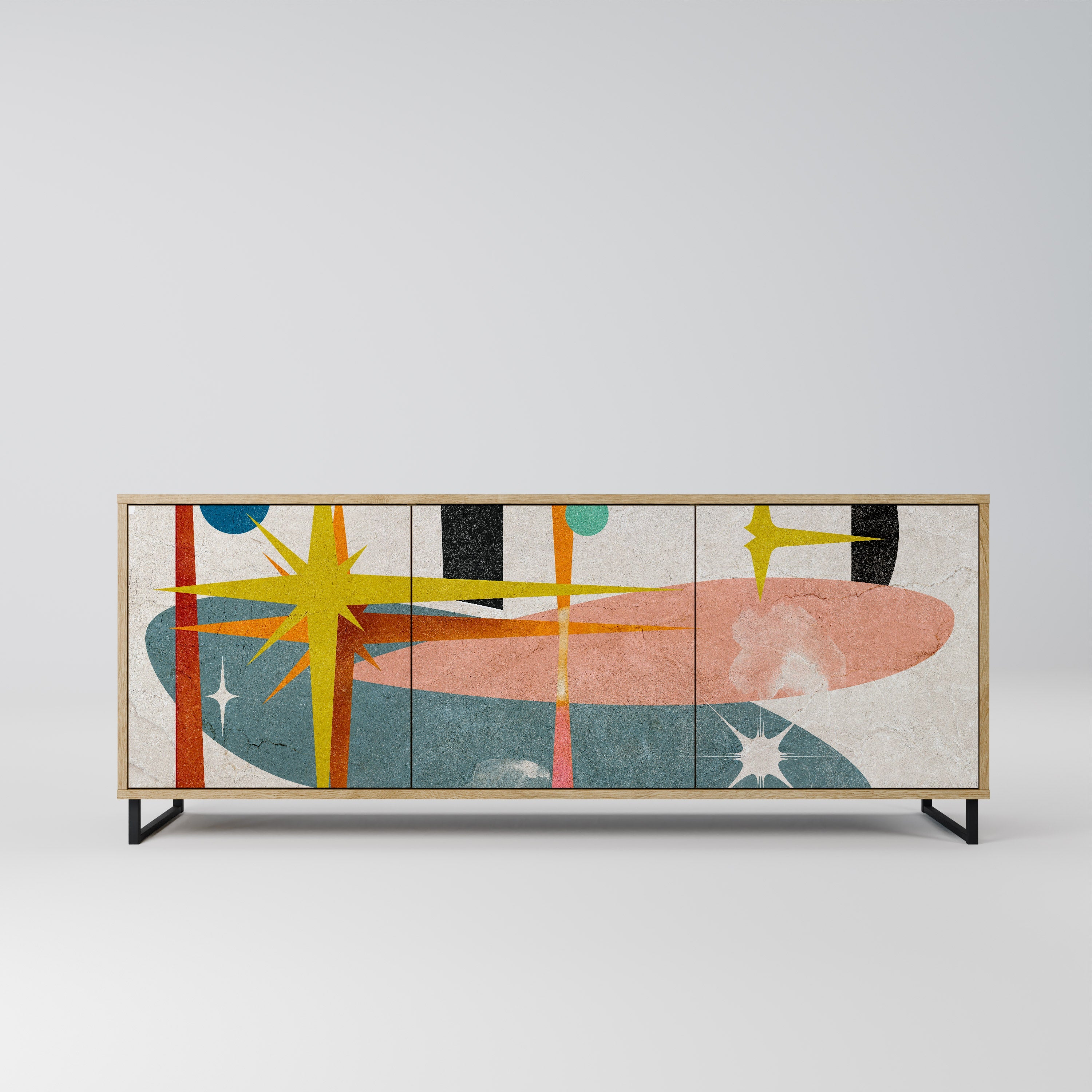 Buffet 3 portes INTERSTELLAR VIBES effet chêne