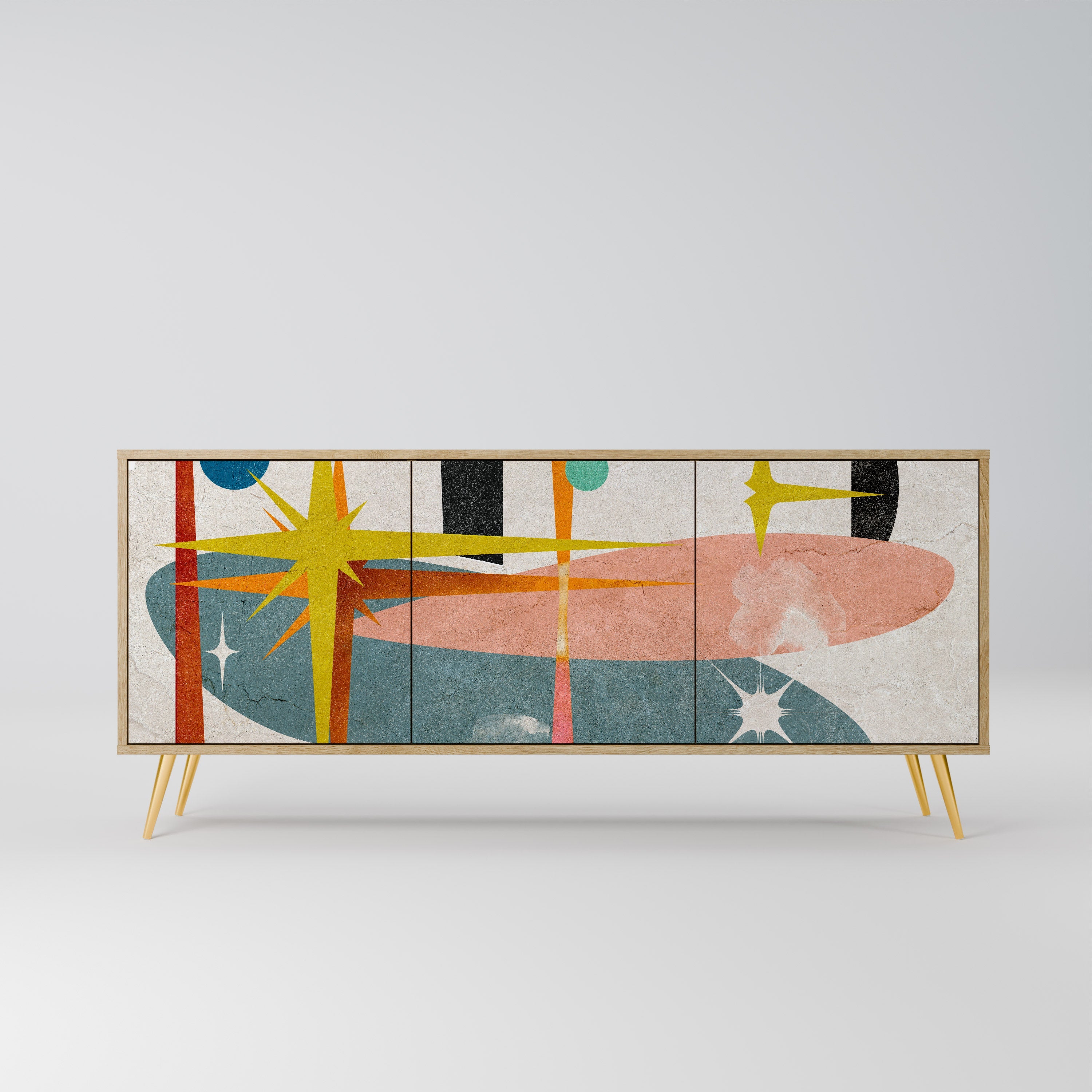 Buffet 3 portes INTERSTELLAR VIBES effet chêne