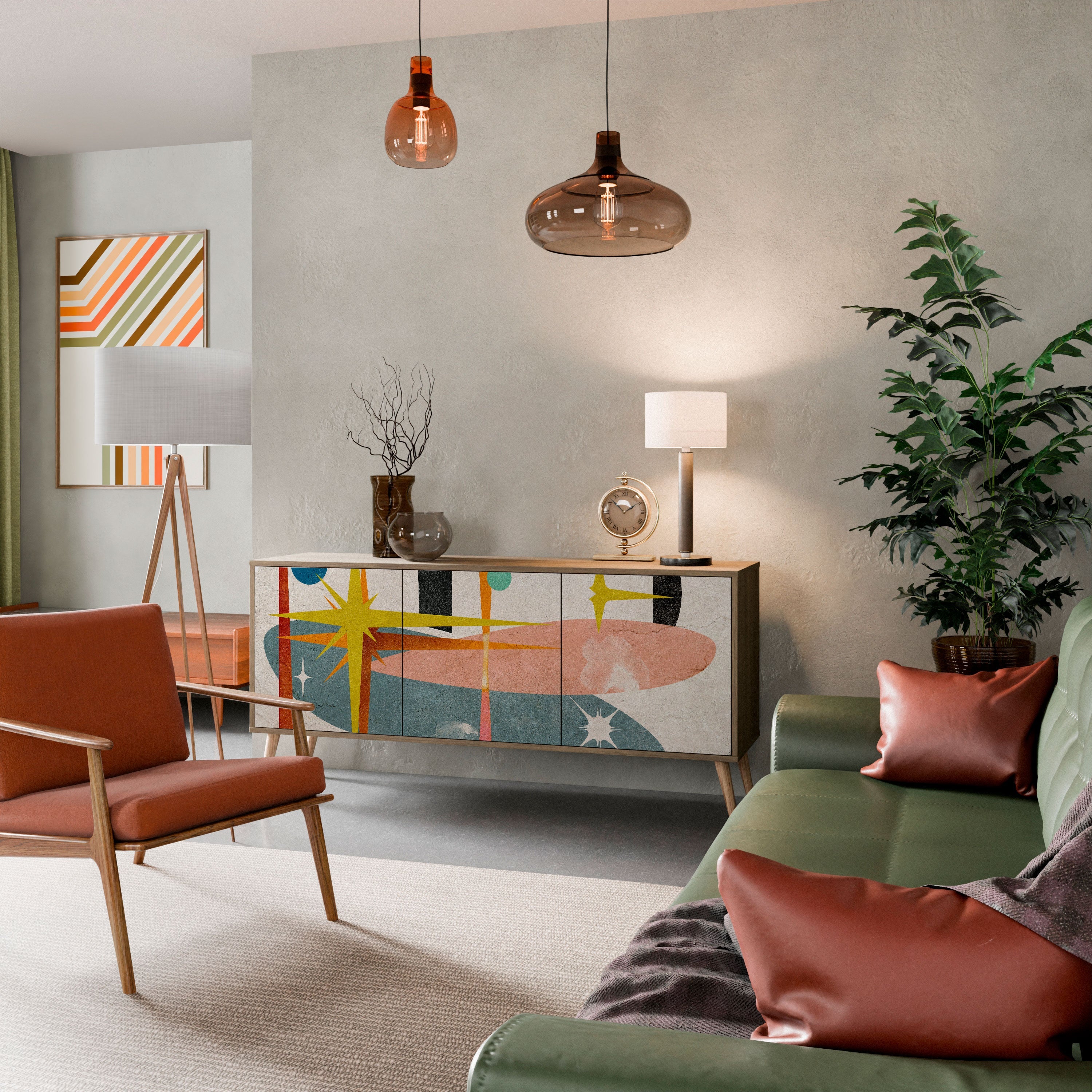 Buffet 3 portes INTERSTELLAR VIBES effet chêne