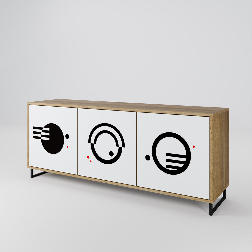 BLACK AND WHITE COMBINATION 3-Door Sideboard in Oak Effect
