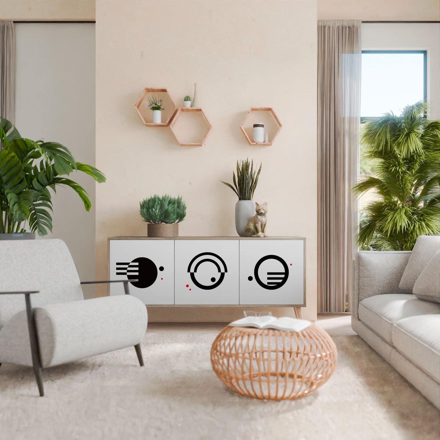 BLACK AND WHITE COMBINATION 3-Door Sideboard