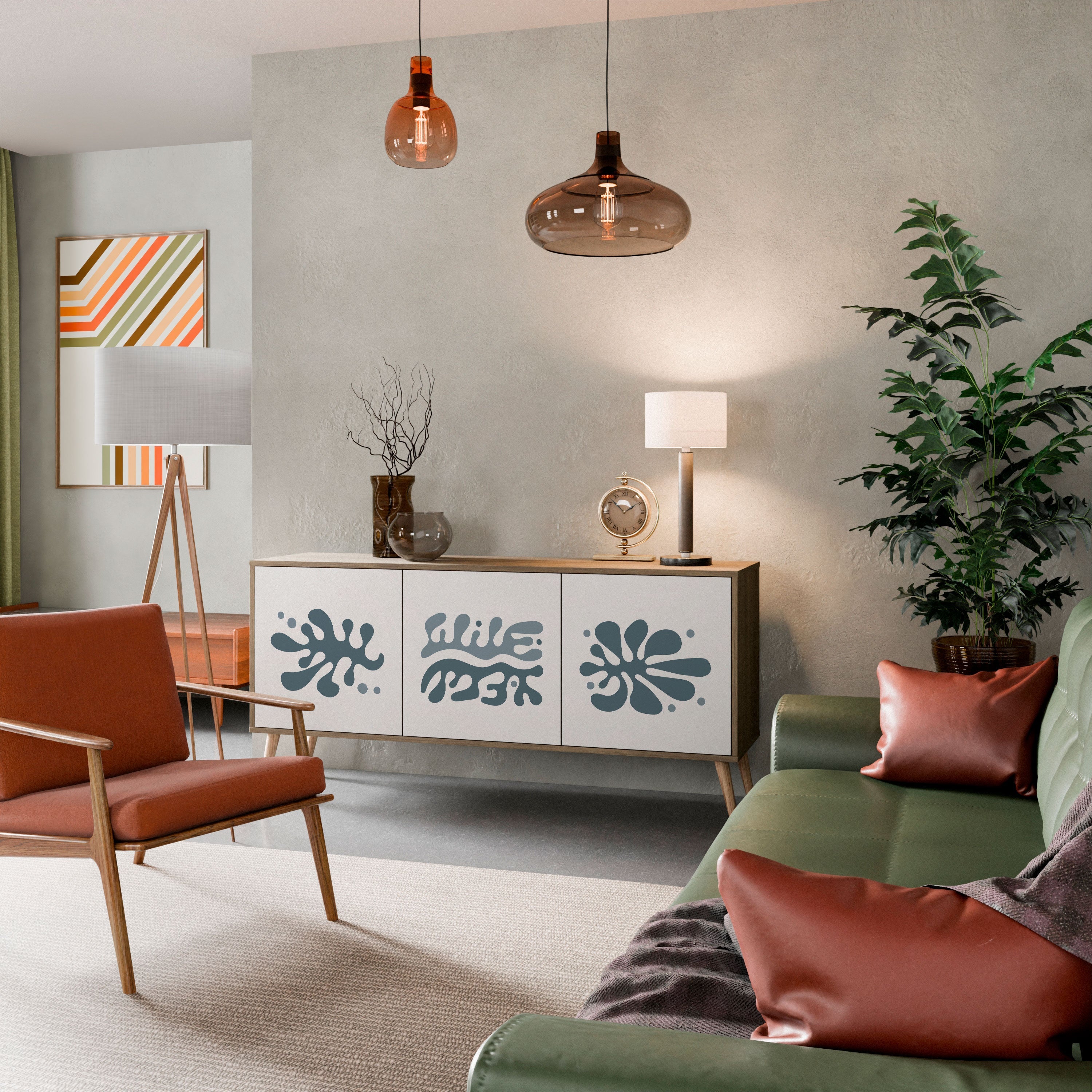 Buffet 3 portes WONDERLAND VEGETATION effet chêne