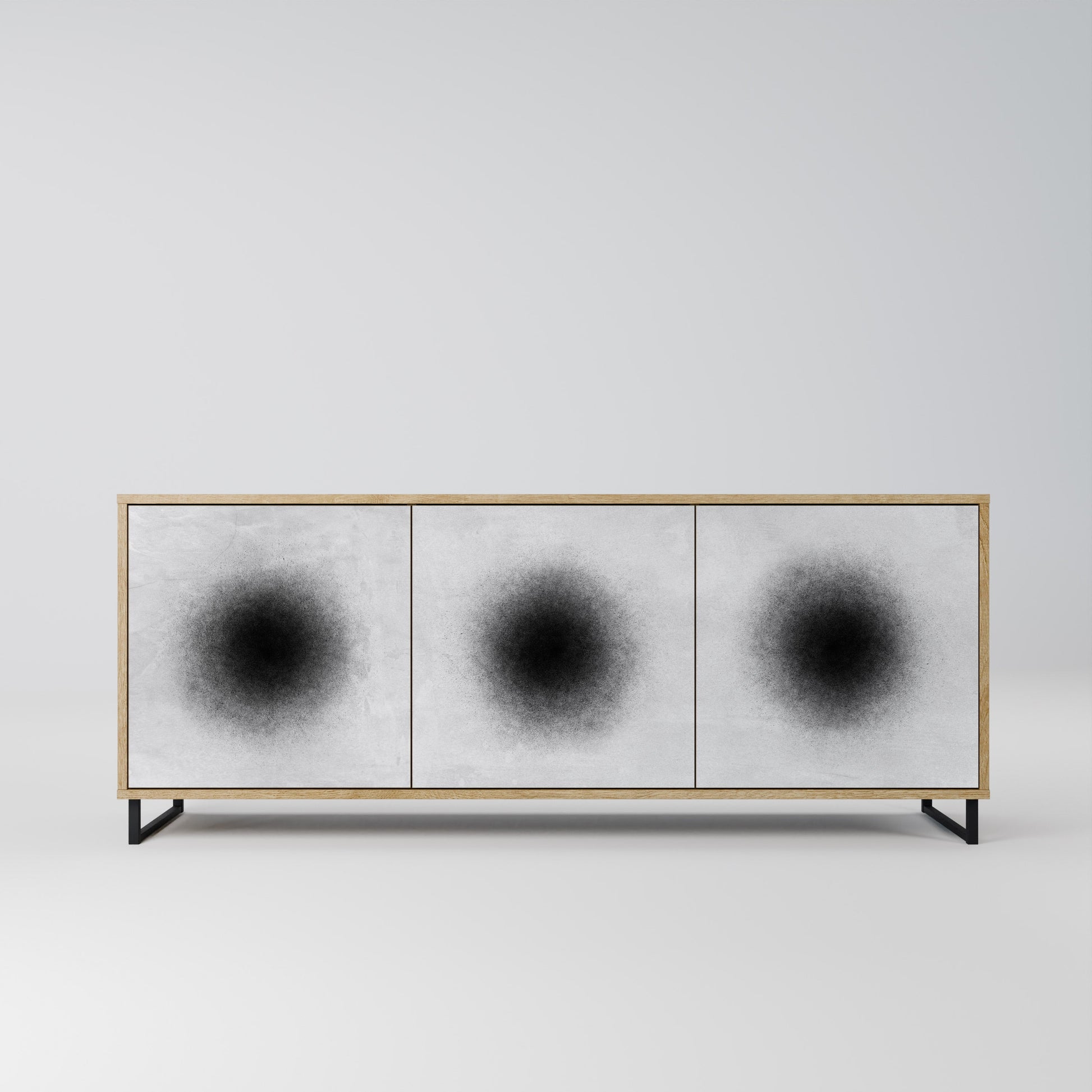 Buffet 3 portes BLACK HOLE effet chêne