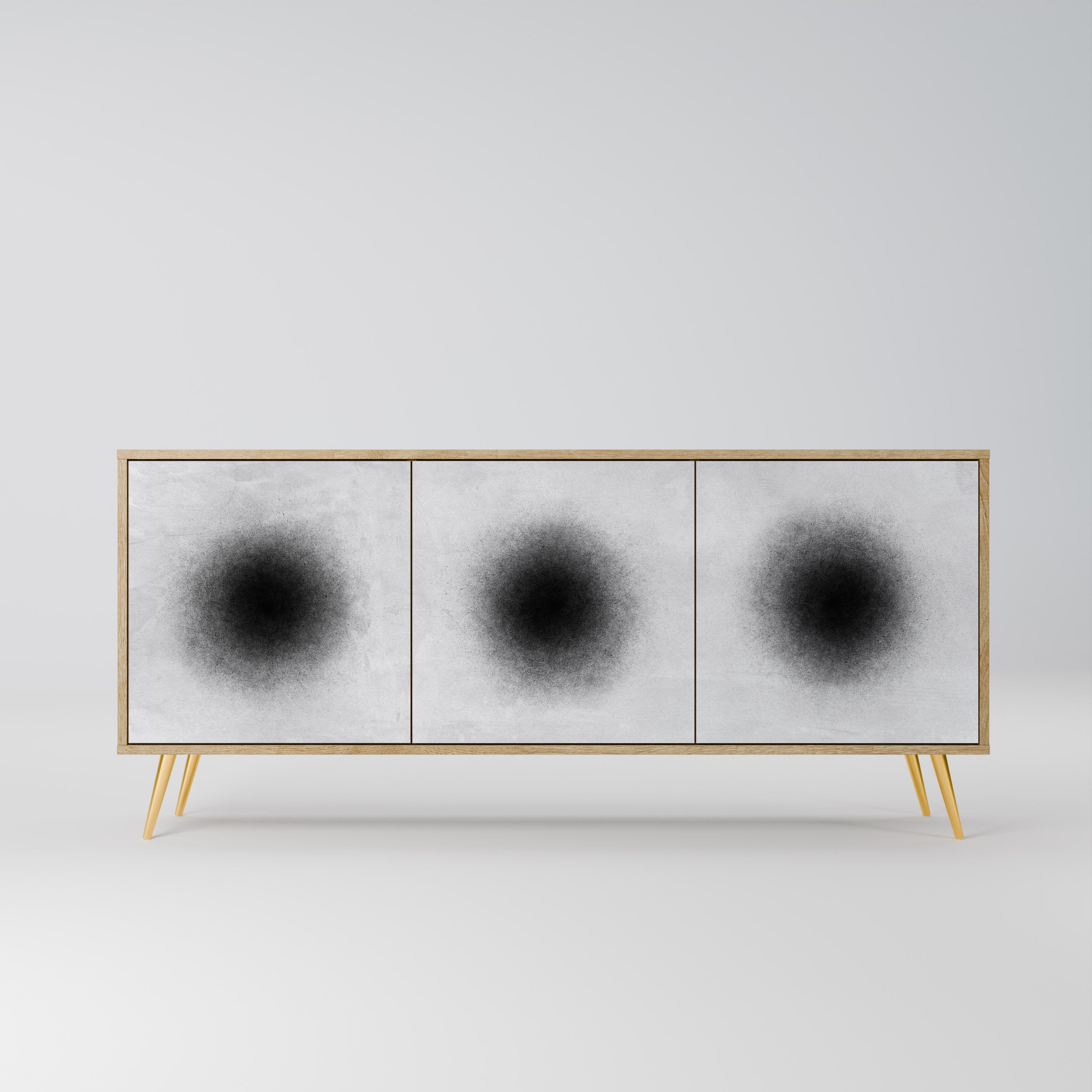 Buffet 3 portes BLACK HOLE effet chêne