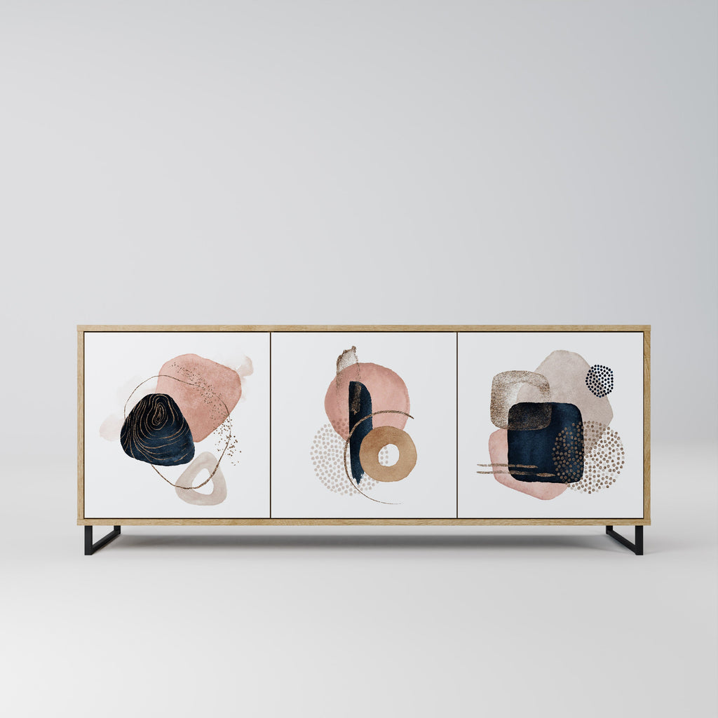 Buffet 3 portes COLORFUL SHAPES effet chêne