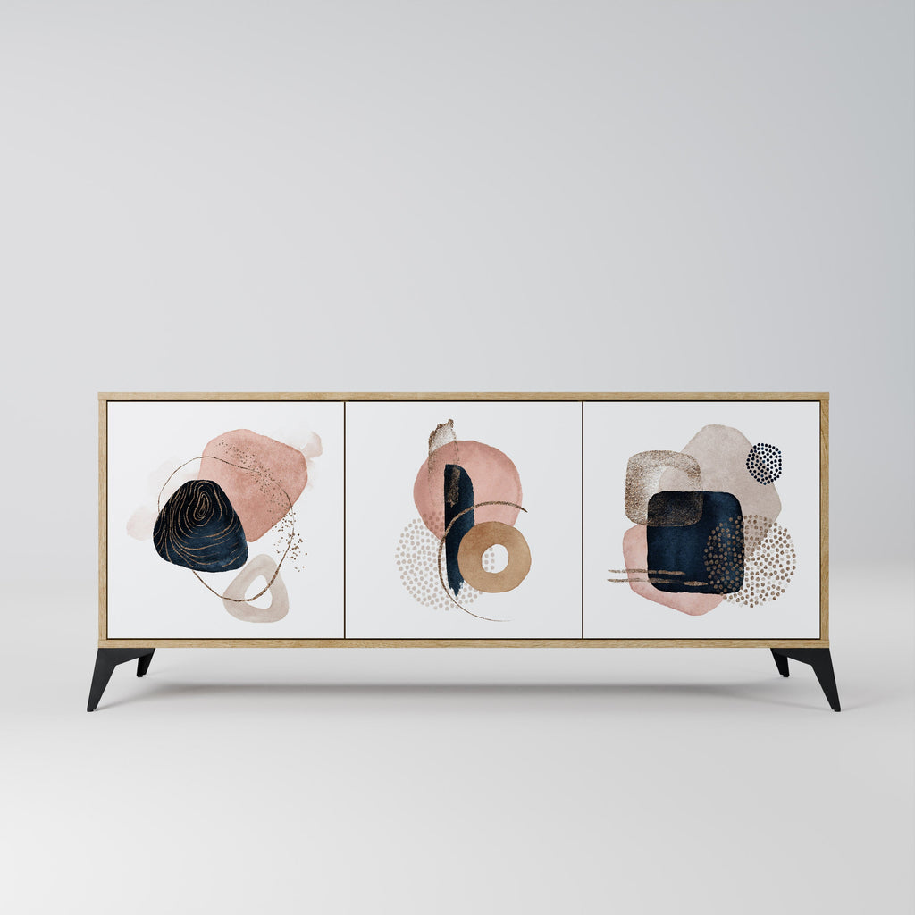 Buffet 3 portes COLORFUL SHAPES effet chêne