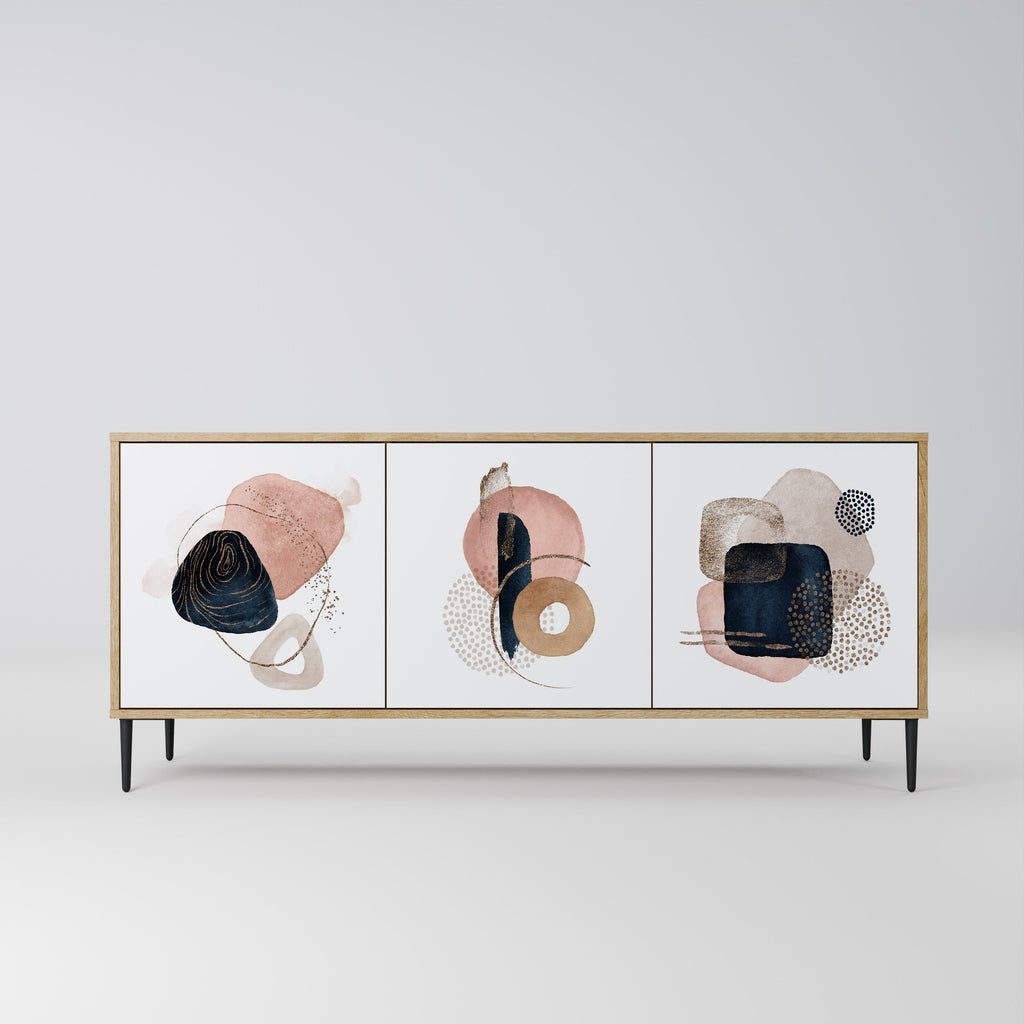 Buffet 3 portes COLORFUL SHAPES effet chêne