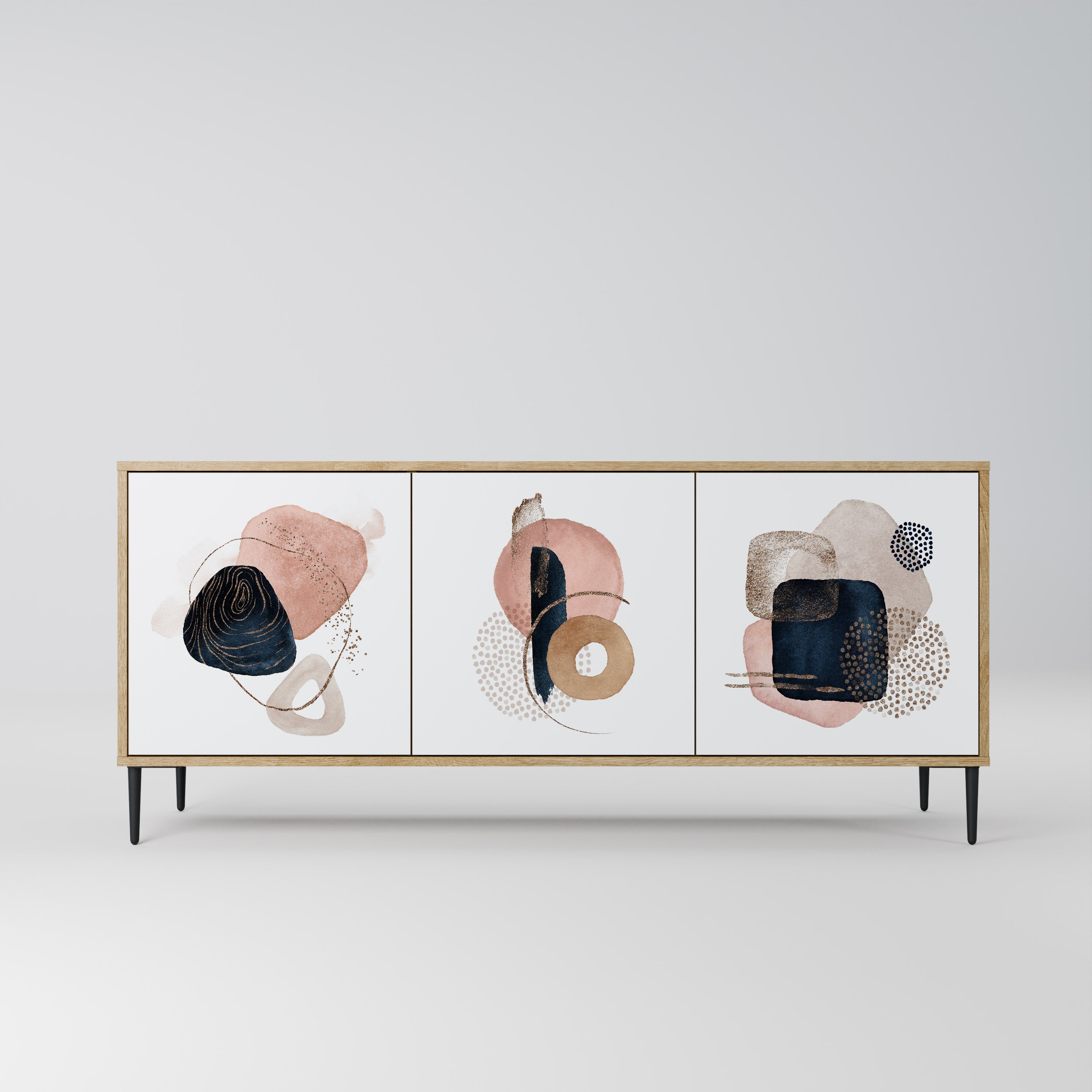 Buffet 3 portes COLORFUL SHAPES effet chêne