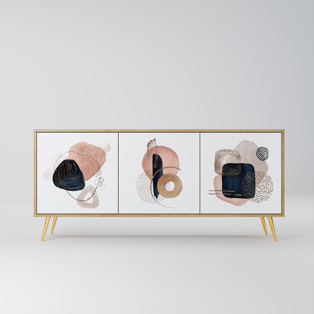 Buffet 3 portes COLORFUL SHAPES effet chêne