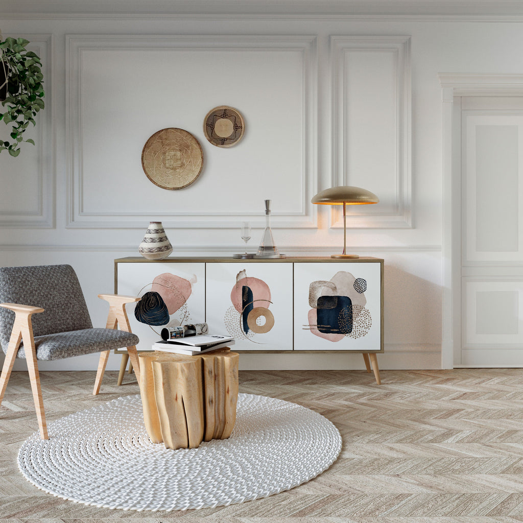 Buffet 3 portes COLORFUL SHAPES effet chêne