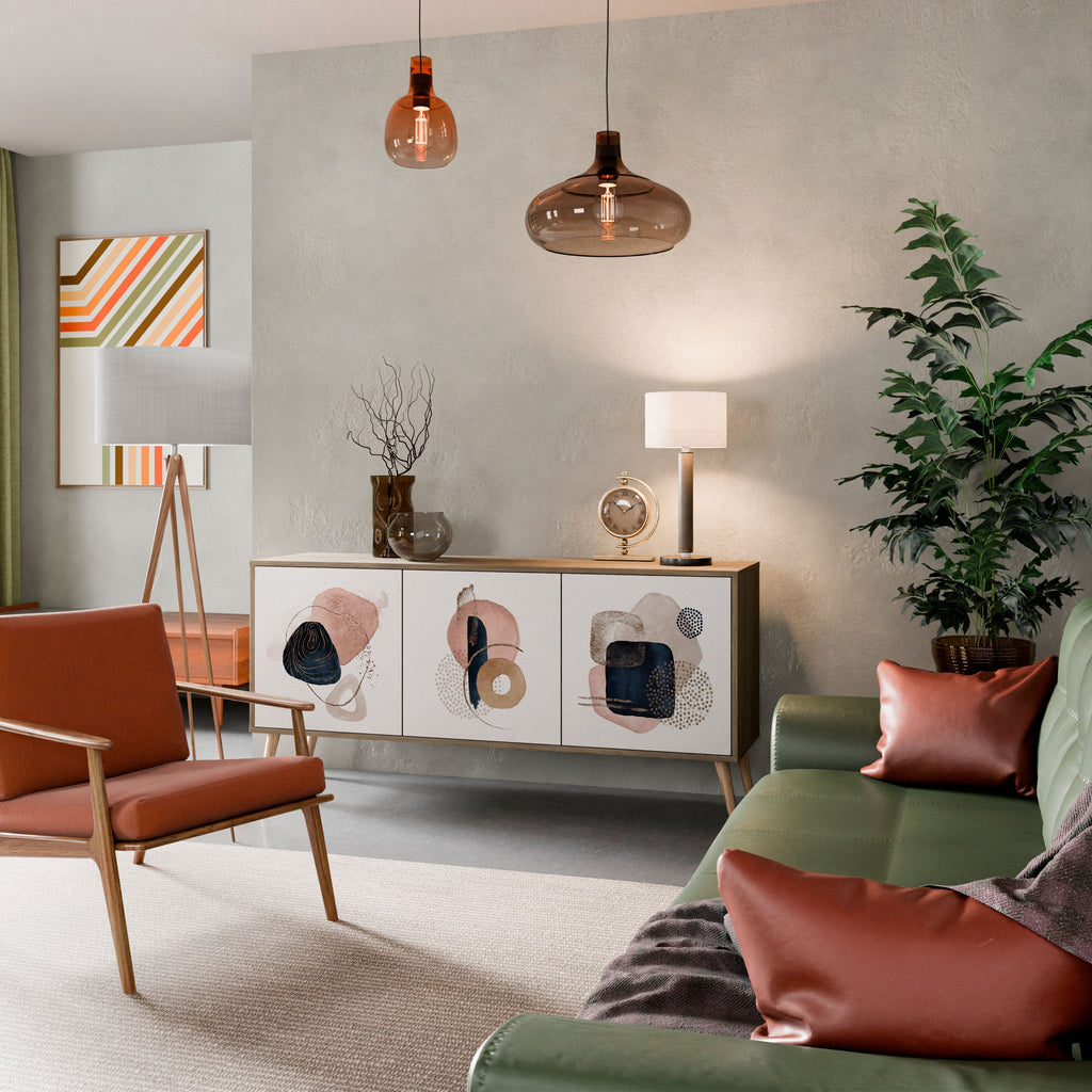 Buffet 3 portes COLORFUL SHAPES effet chêne