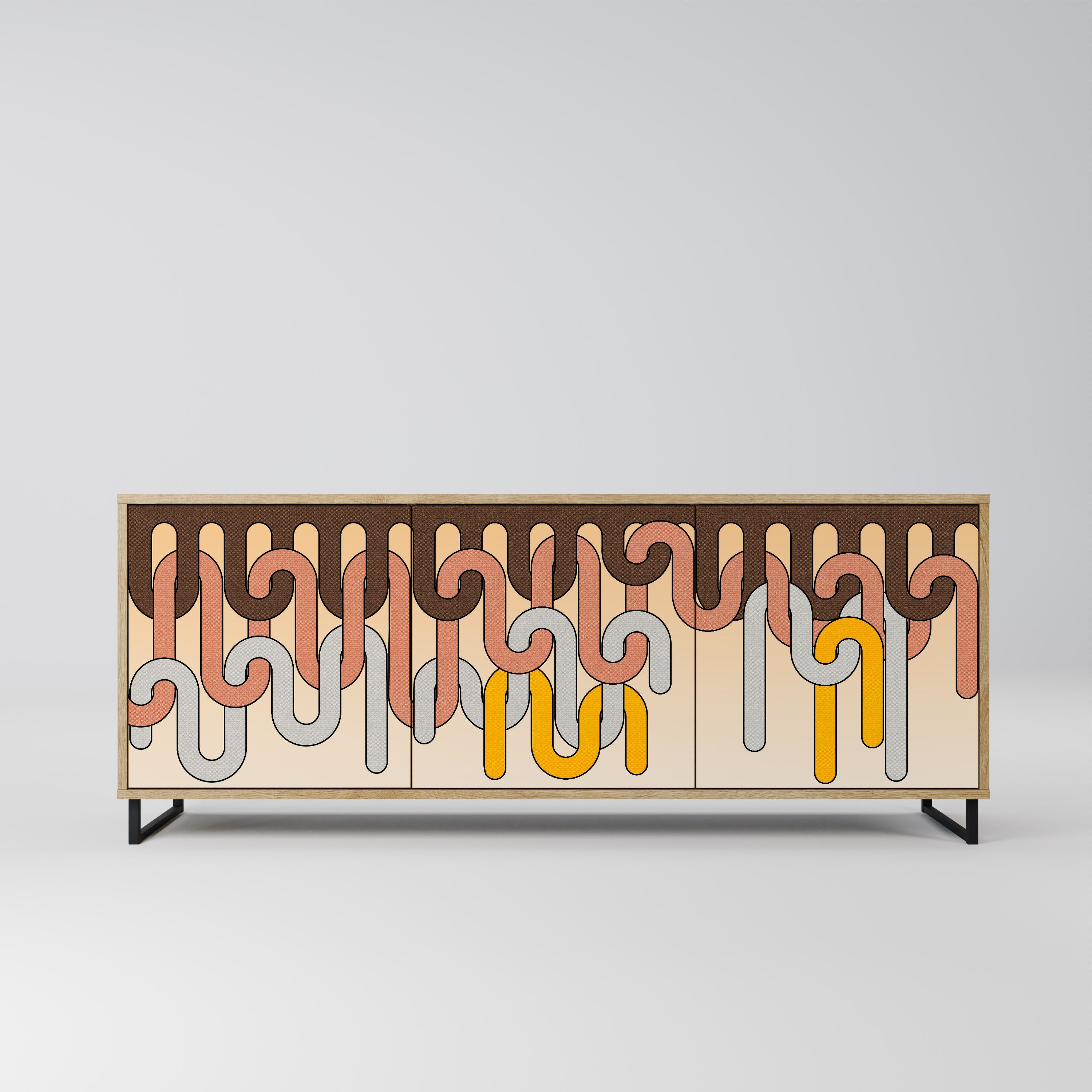 Buffet 3 portes effet chêne COLORFUL STRINGS