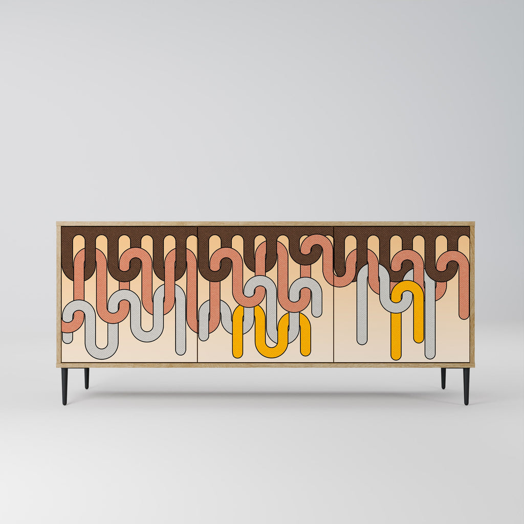 Buffet 3 portes effet chêne COLORFUL STRINGS