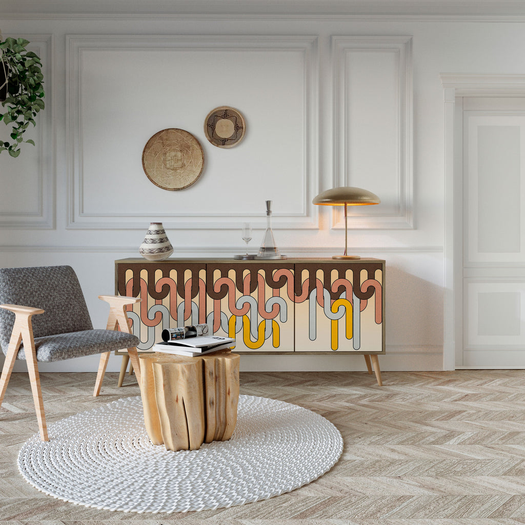 Buffet 3 portes effet chêne COLORFUL STRINGS