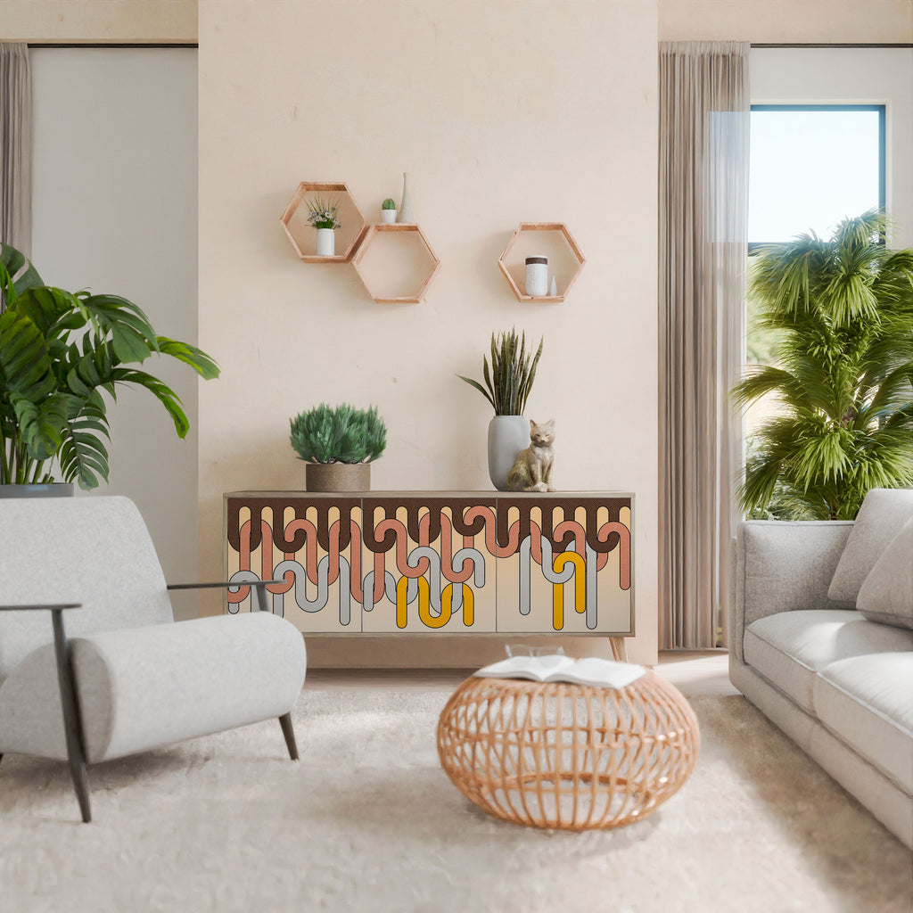 Buffet 3 portes effet chêne COLORFUL STRINGS