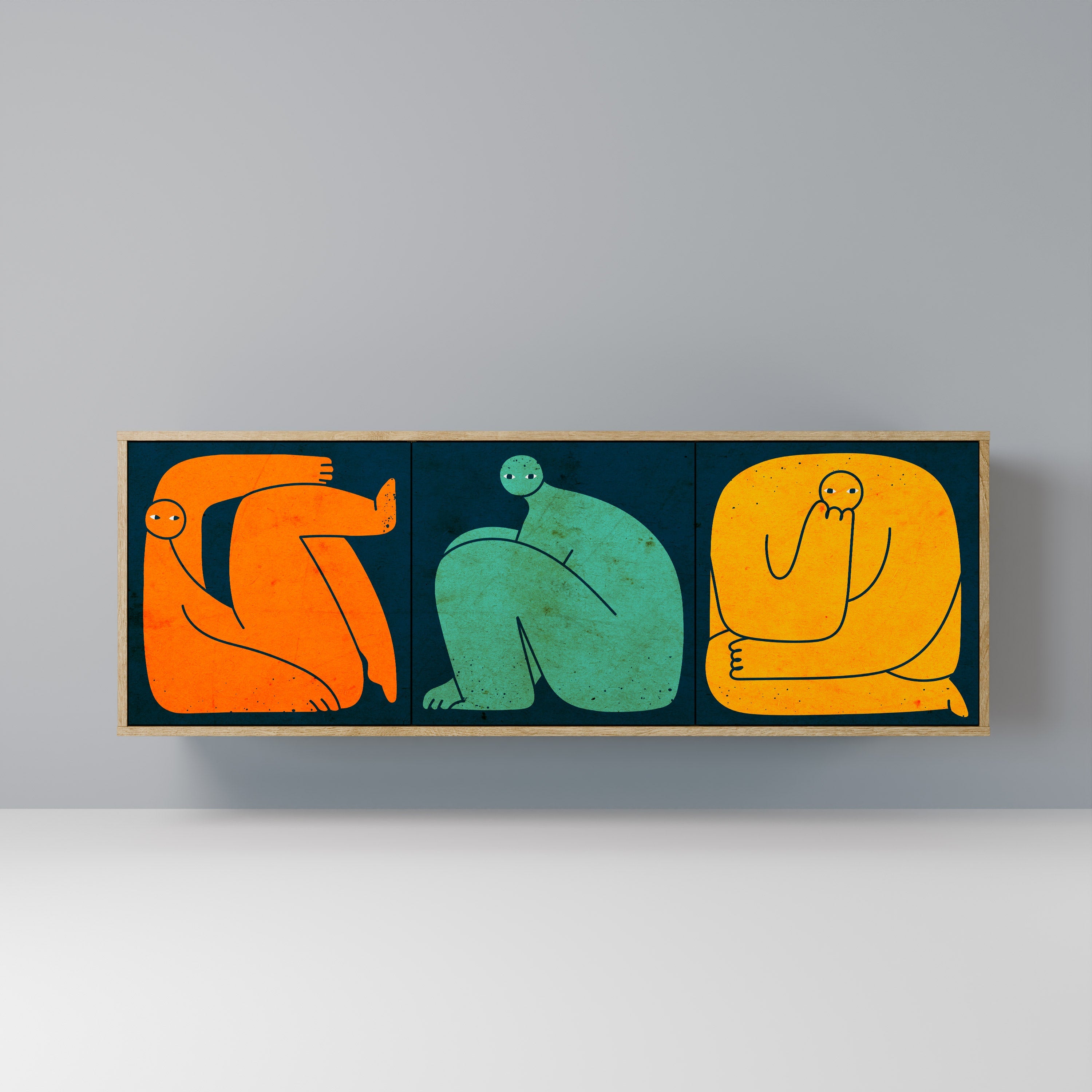 Buffet 3 portes ENSEMBLE MAIS SÉPARÉMENT effet chêne