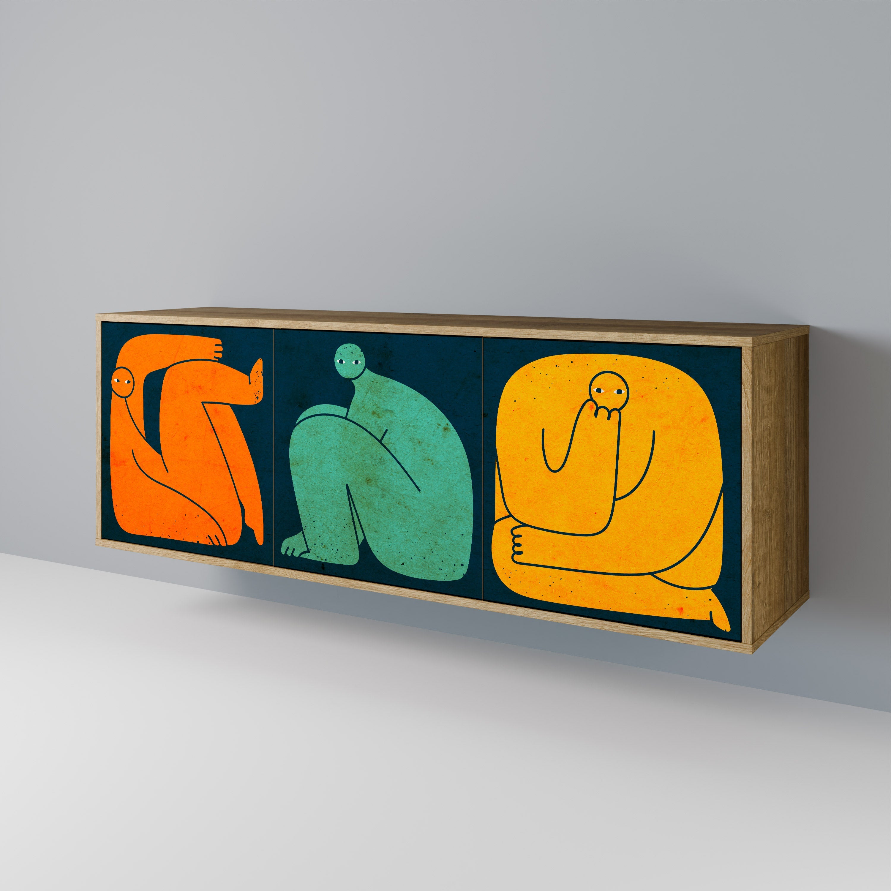 Buffet 3 portes ENSEMBLE MAIS SÉPARÉMENT effet chêne