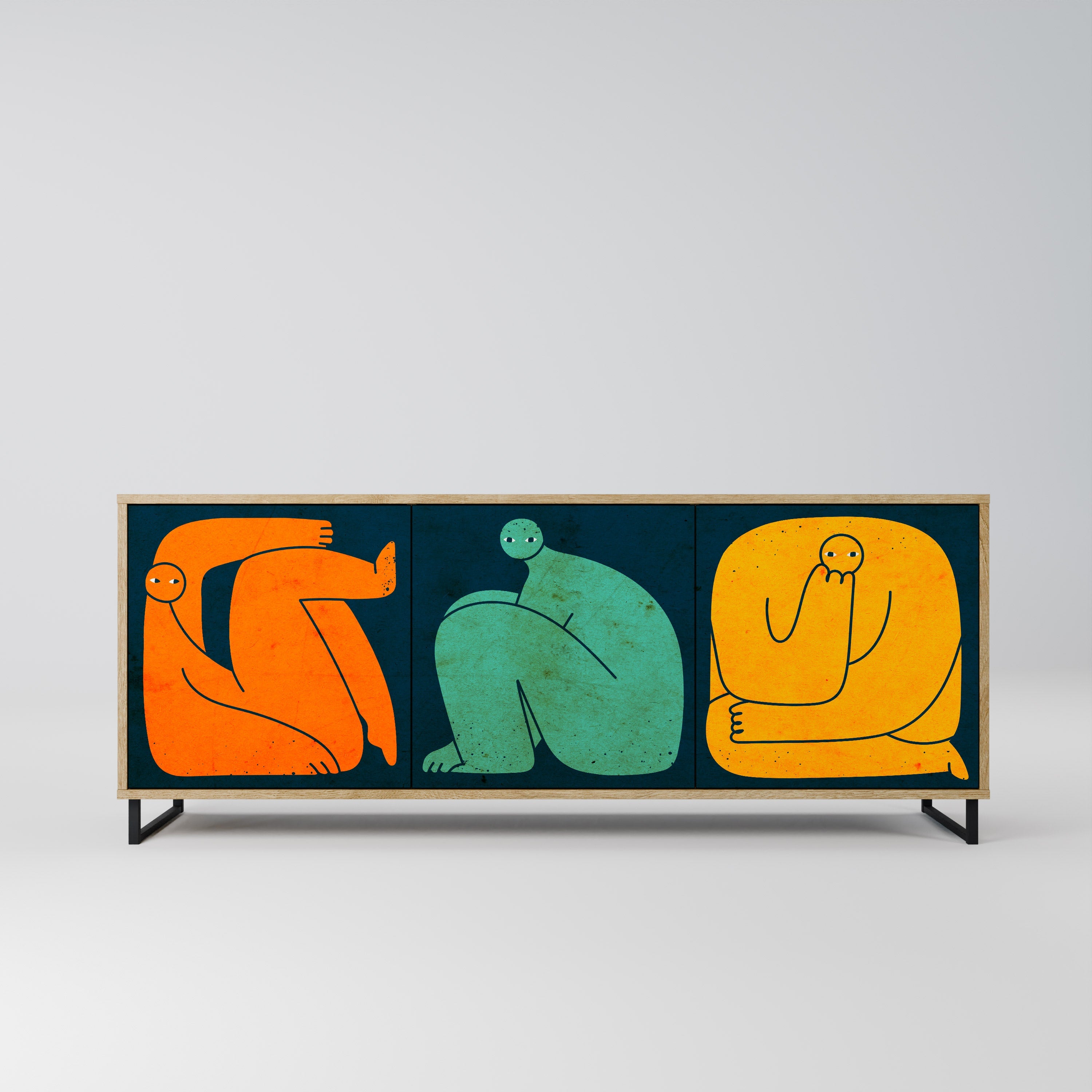 Buffet 3 portes ENSEMBLE MAIS SÉPARÉMENT effet chêne