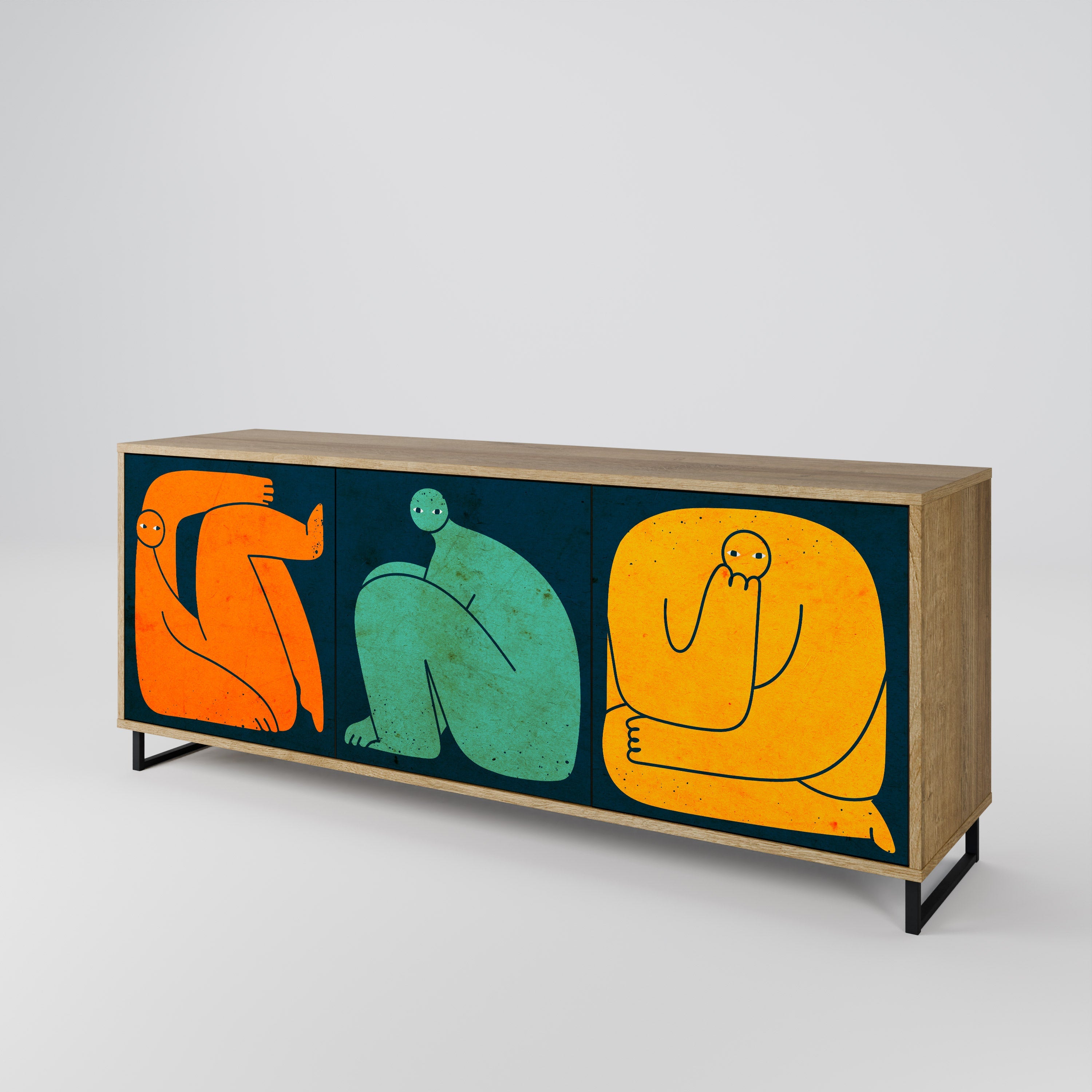 Buffet 3 portes ENSEMBLE MAIS SÉPARÉMENT effet chêne