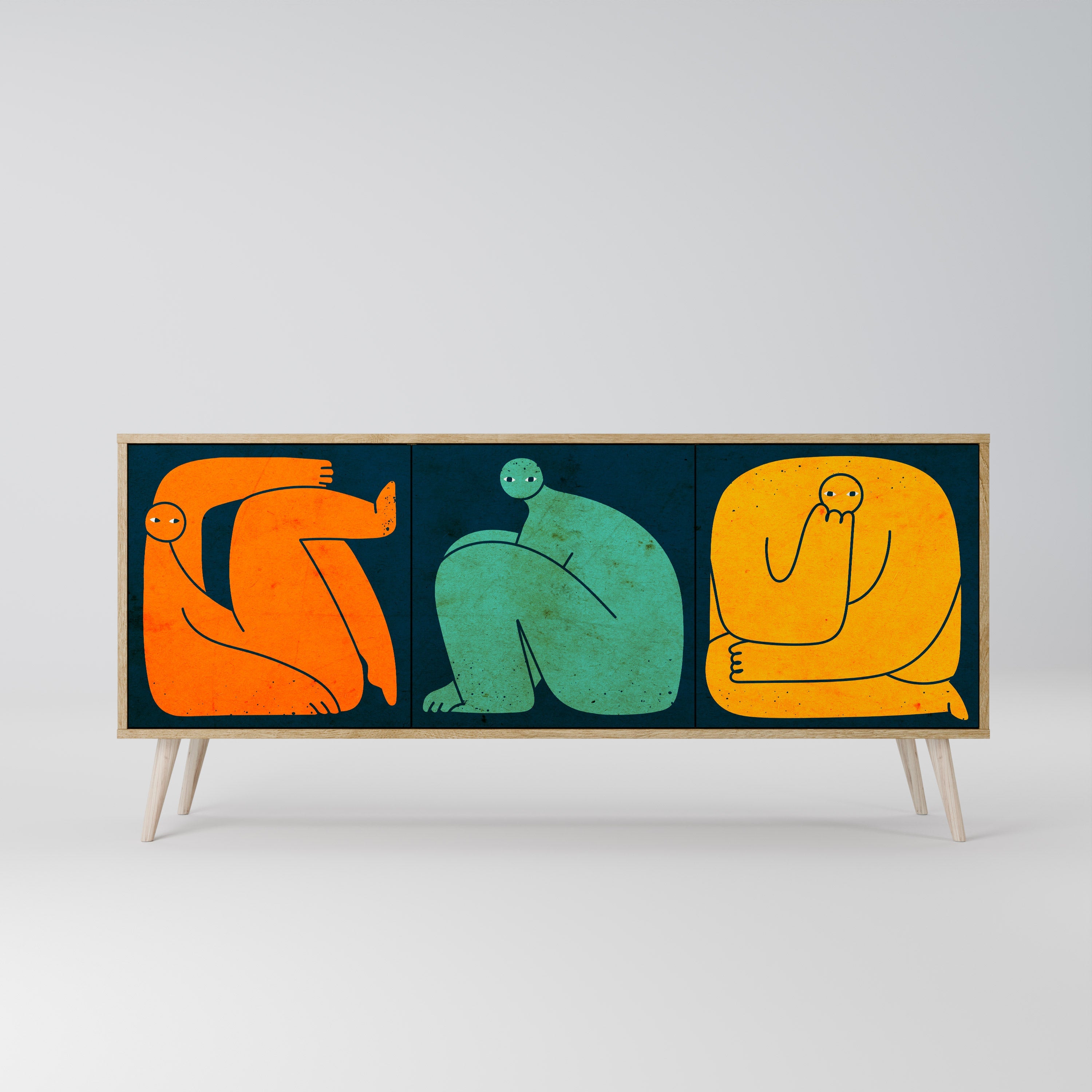 Buffet 3 portes ENSEMBLE MAIS SÉPARÉMENT effet chêne