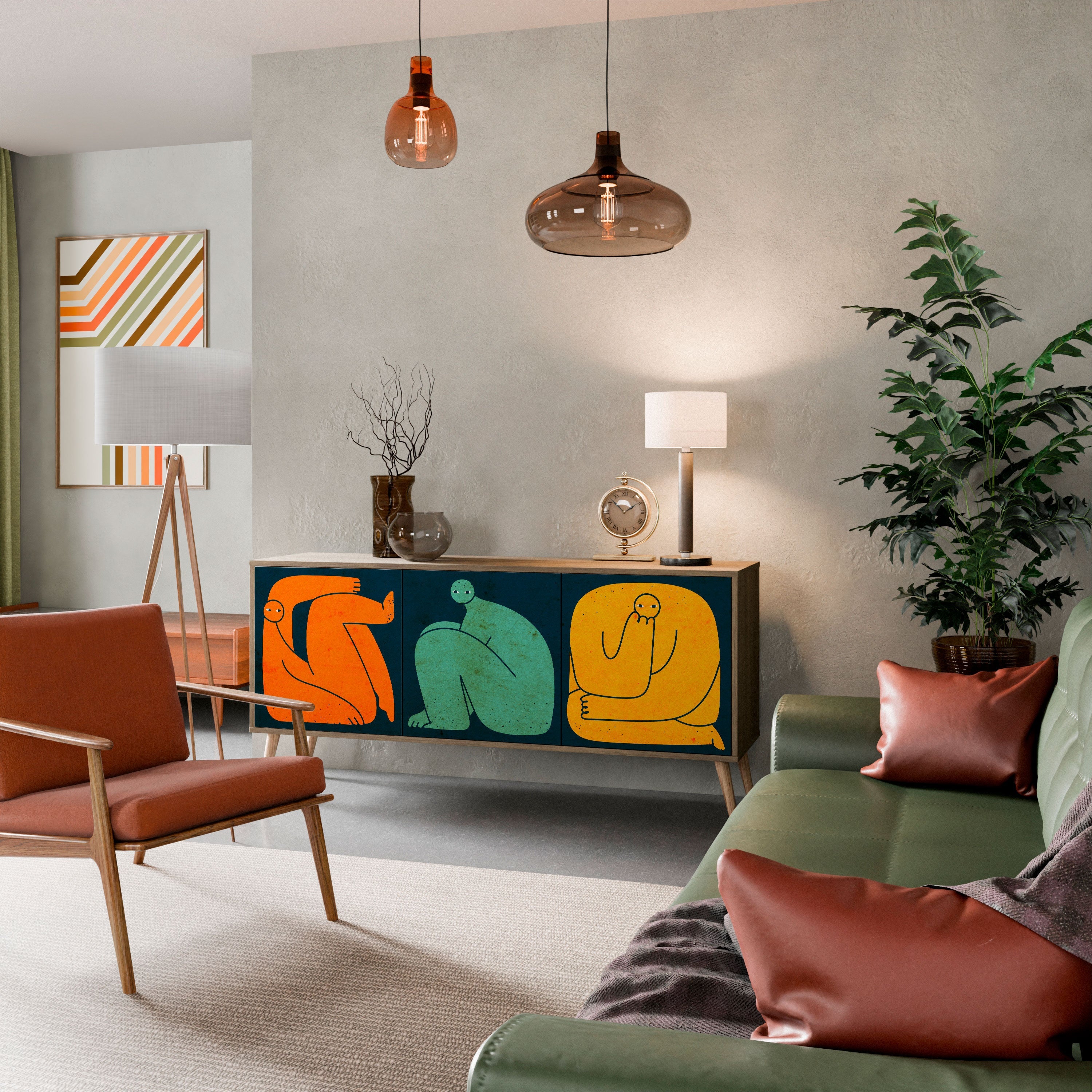 Buffet 3 portes ENSEMBLE MAIS SÉPARÉMENT effet chêne