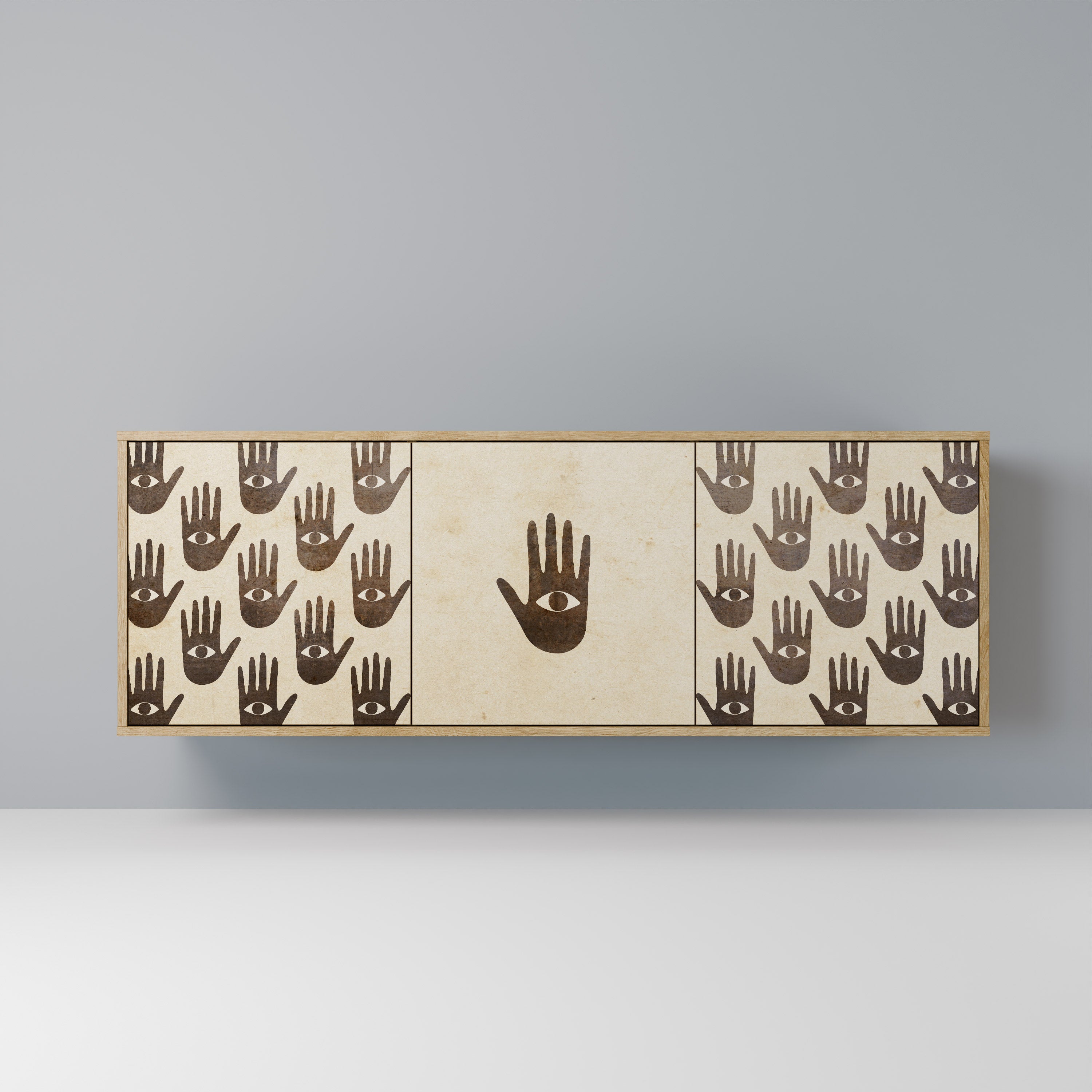 VOIR PLUS Buffet 3 portes effet chêne