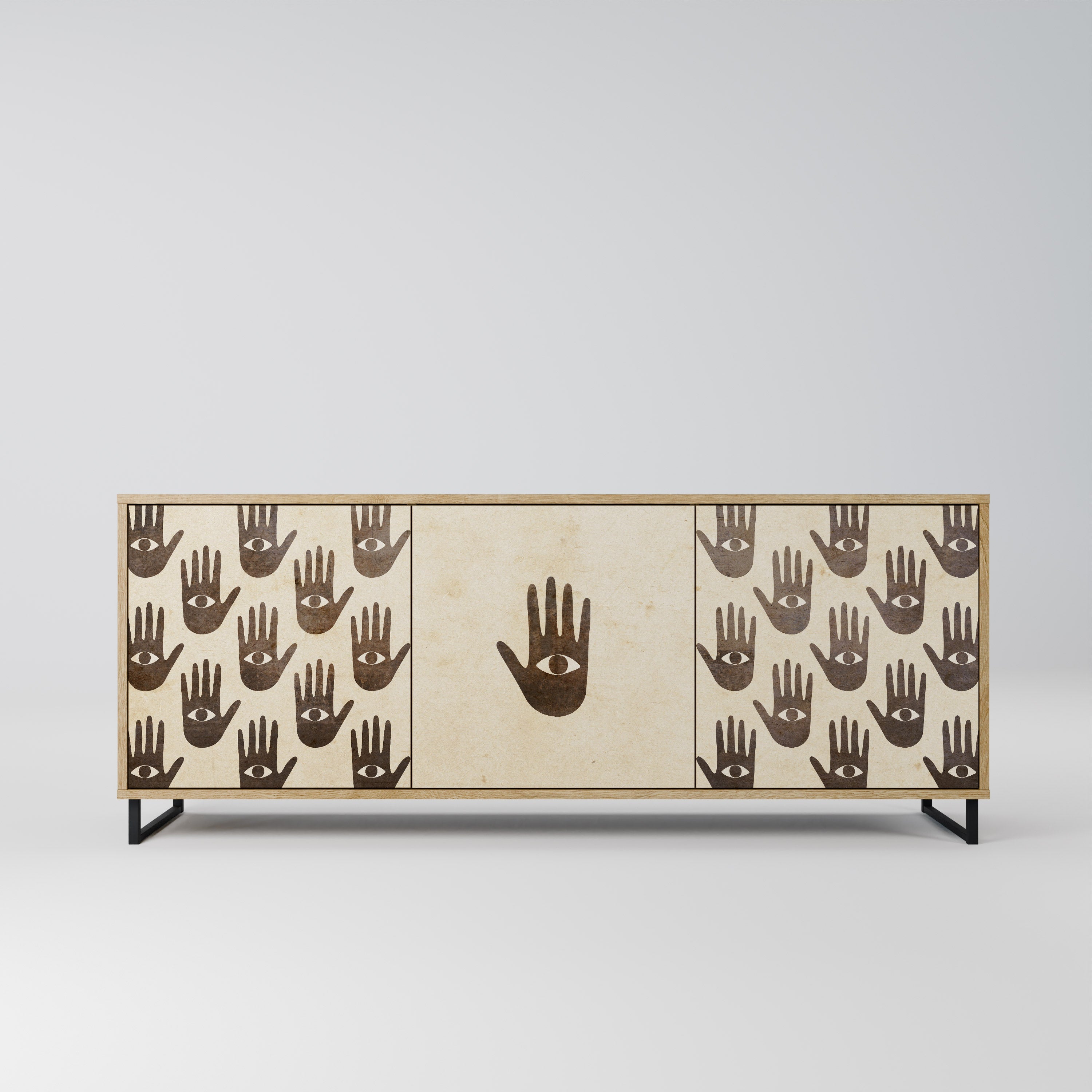 VOIR PLUS Buffet 3 portes effet chêne