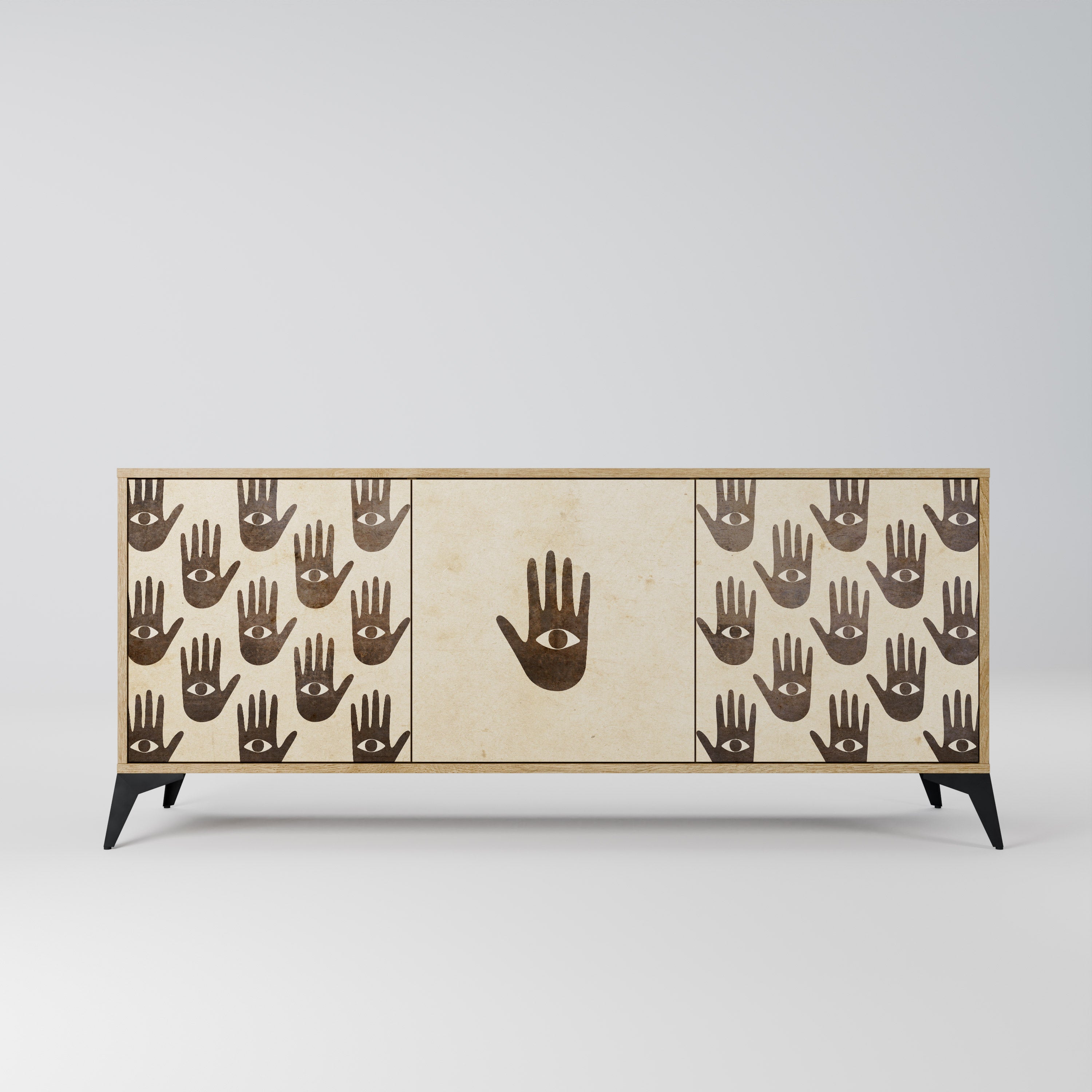 VOIR PLUS Buffet 3 portes effet chêne