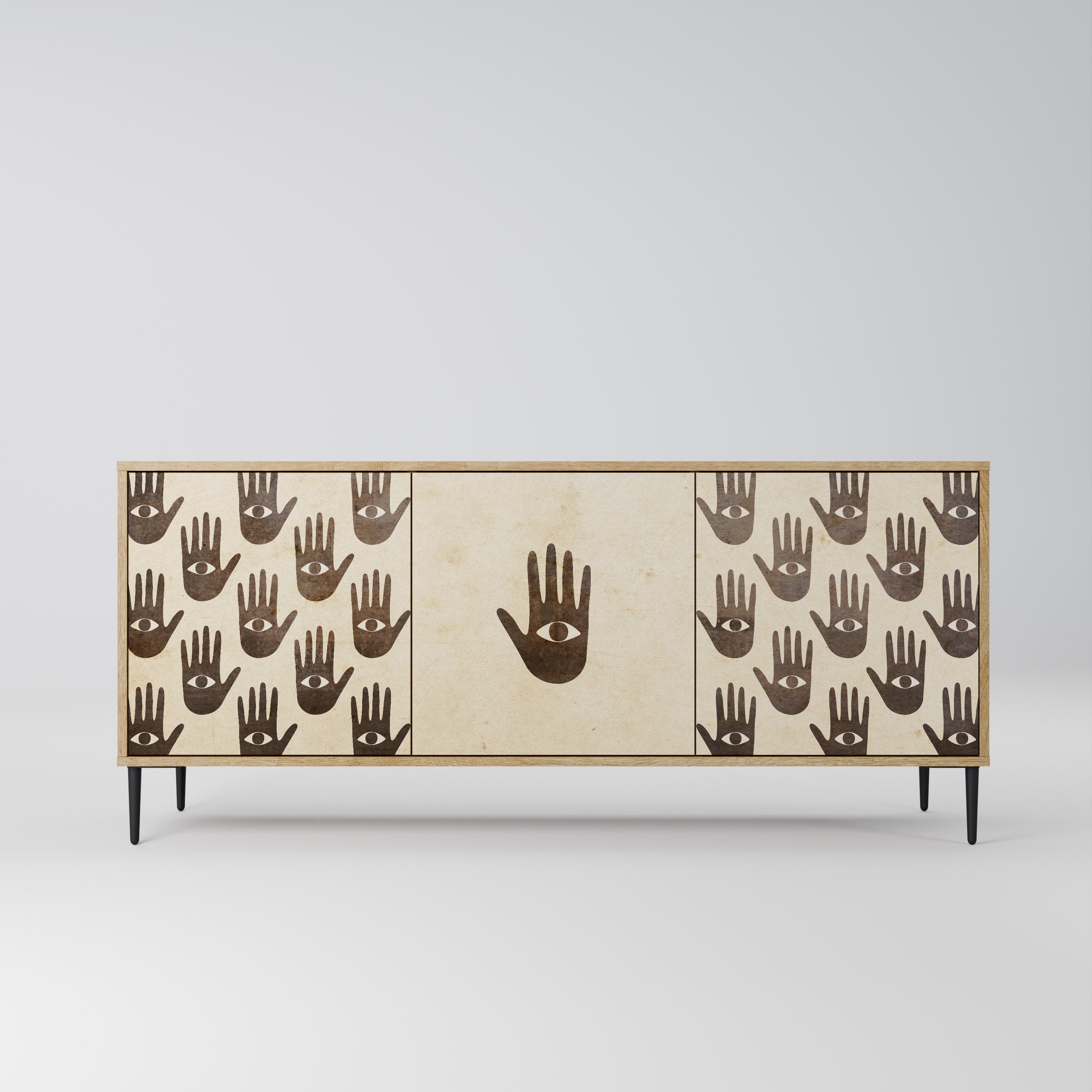 VOIR PLUS Buffet 3 portes effet chêne