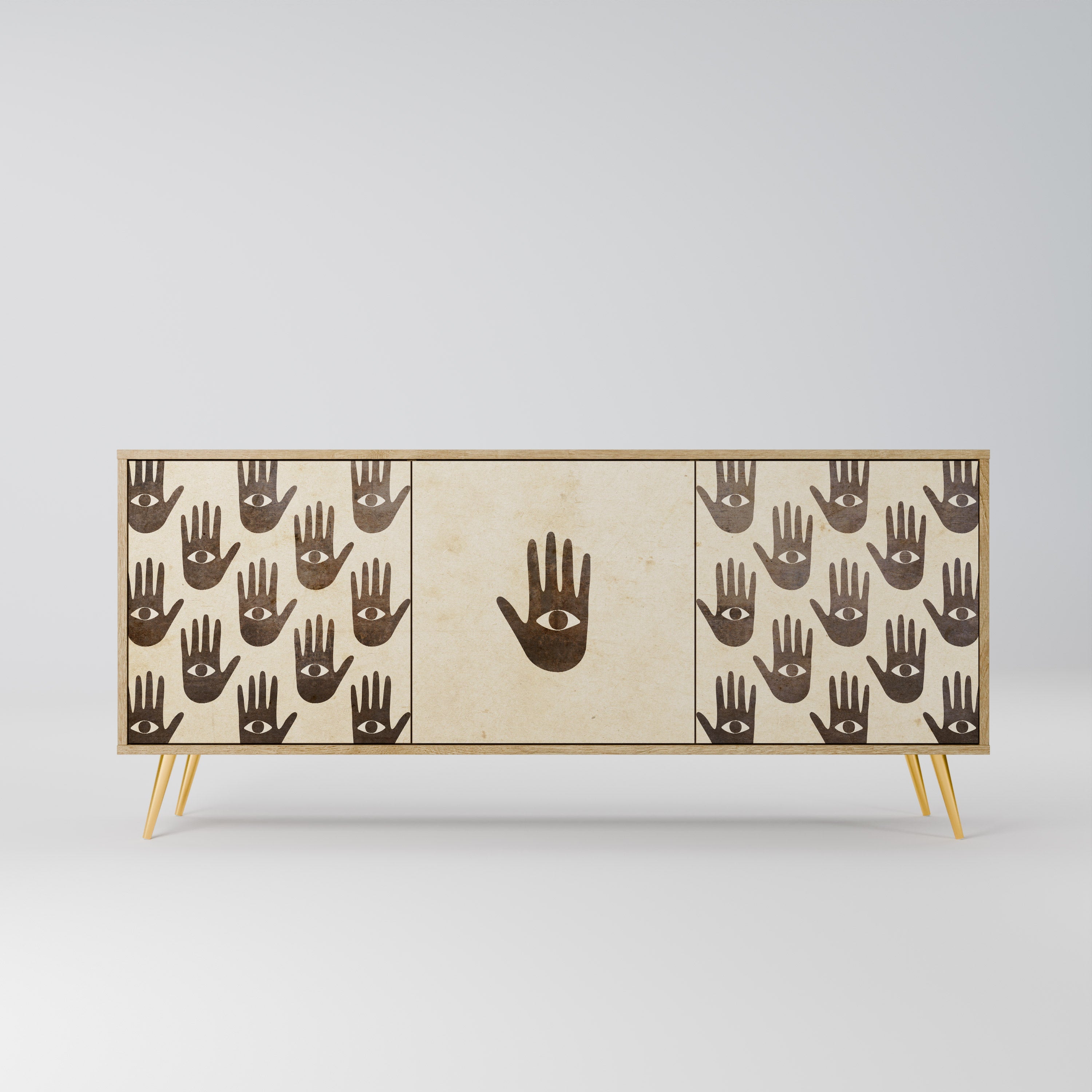 VOIR PLUS Buffet 3 portes effet chêne