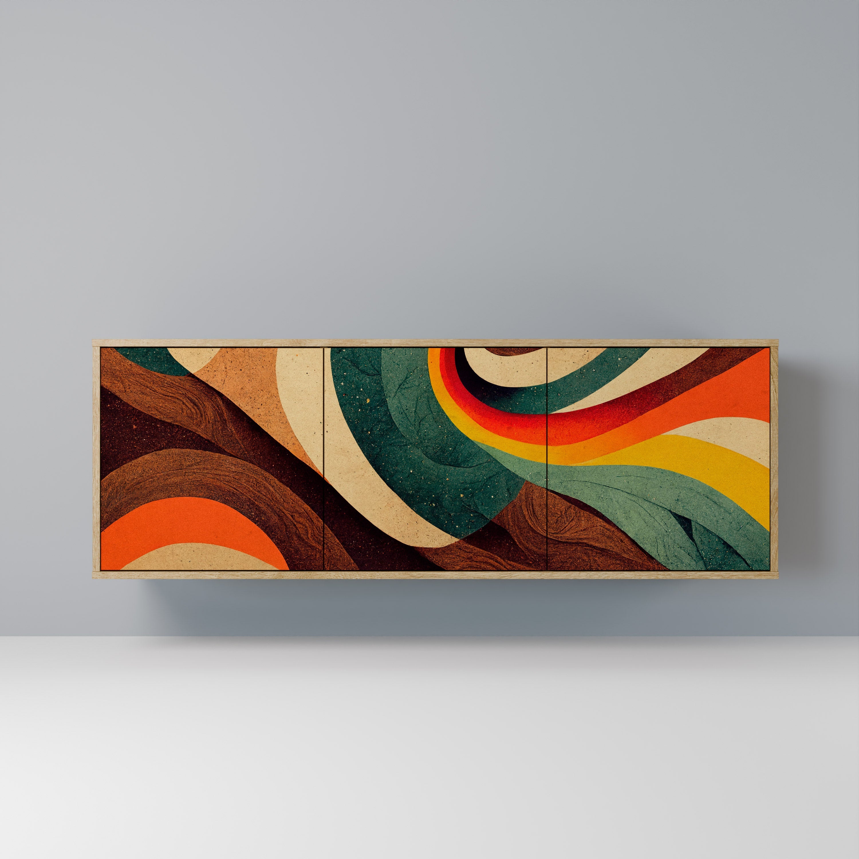 Buffet 3 portes COLORFUL STRANDS effet chêne