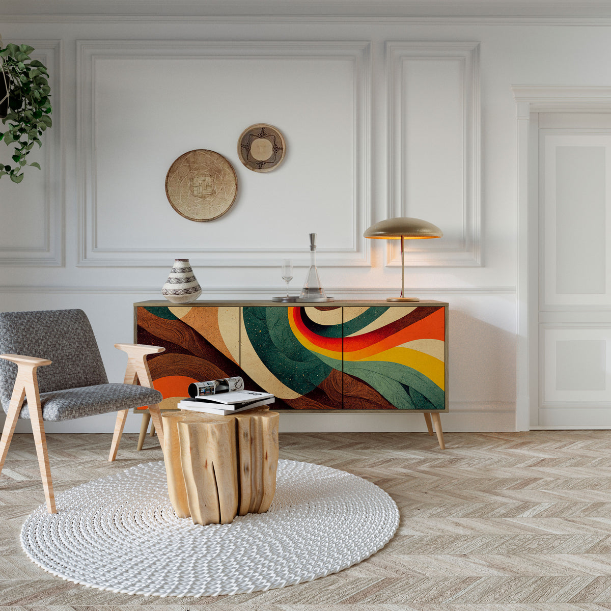 COLORFUL STRANDS 3-Door Sideboard
