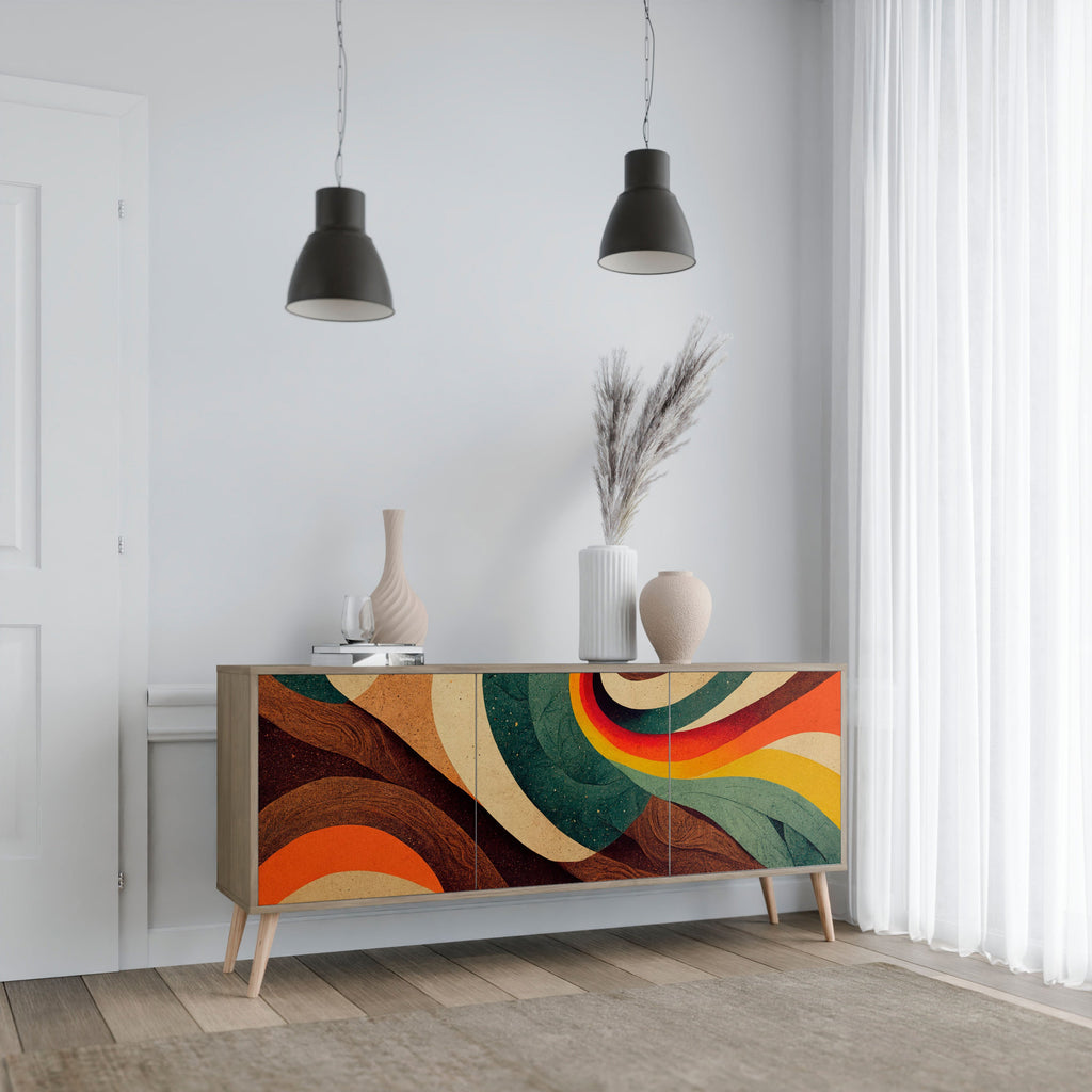 Buffet 3 portes COLORFUL STRANDS effet chêne