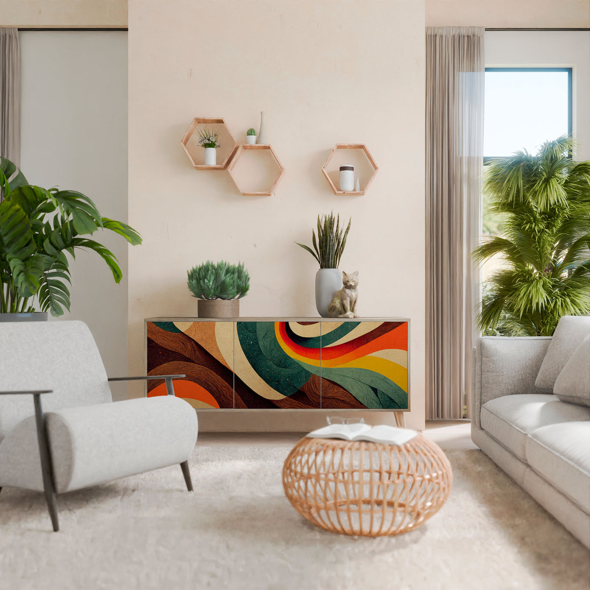 COLORFUL STRANDS 3-Door Sideboard