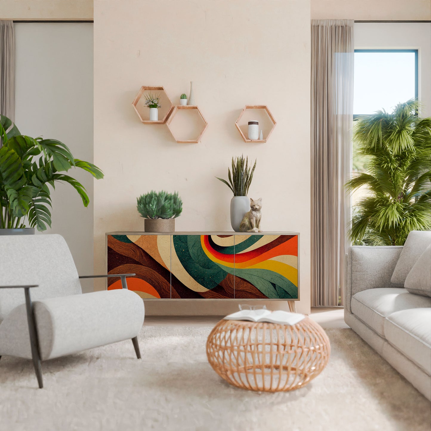 COLORFUL STRANDS 3-Door Sideboard