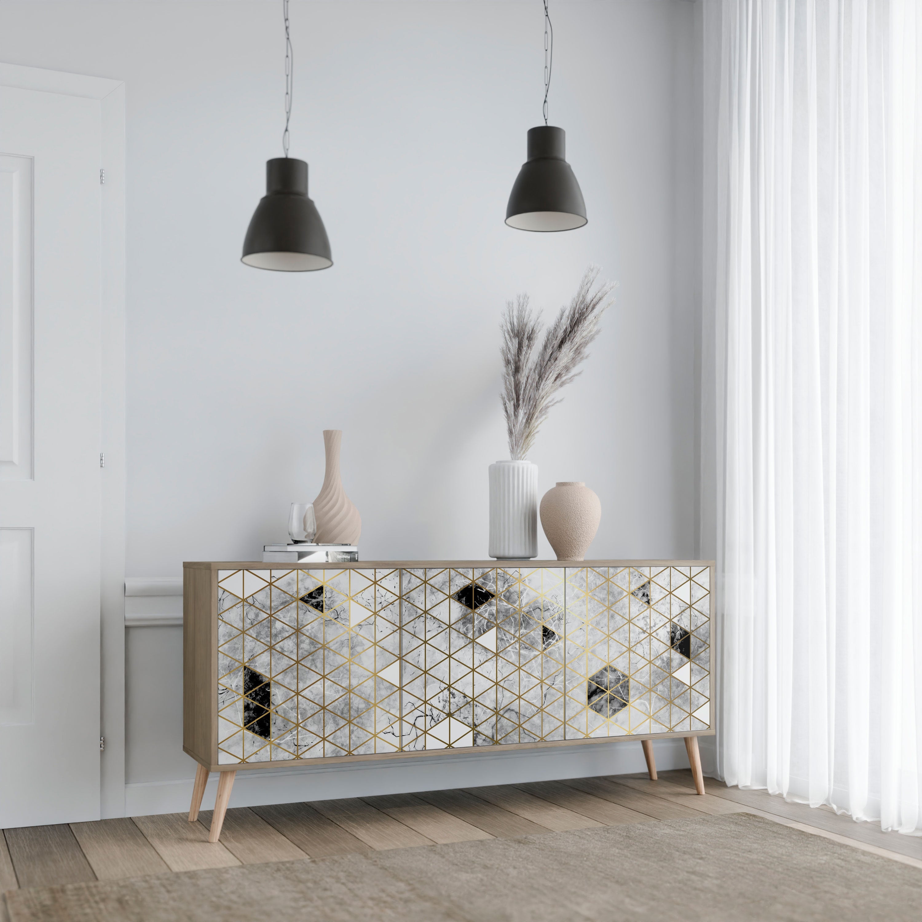 Buffet 3 portes ASHEN ARIA effet chêne