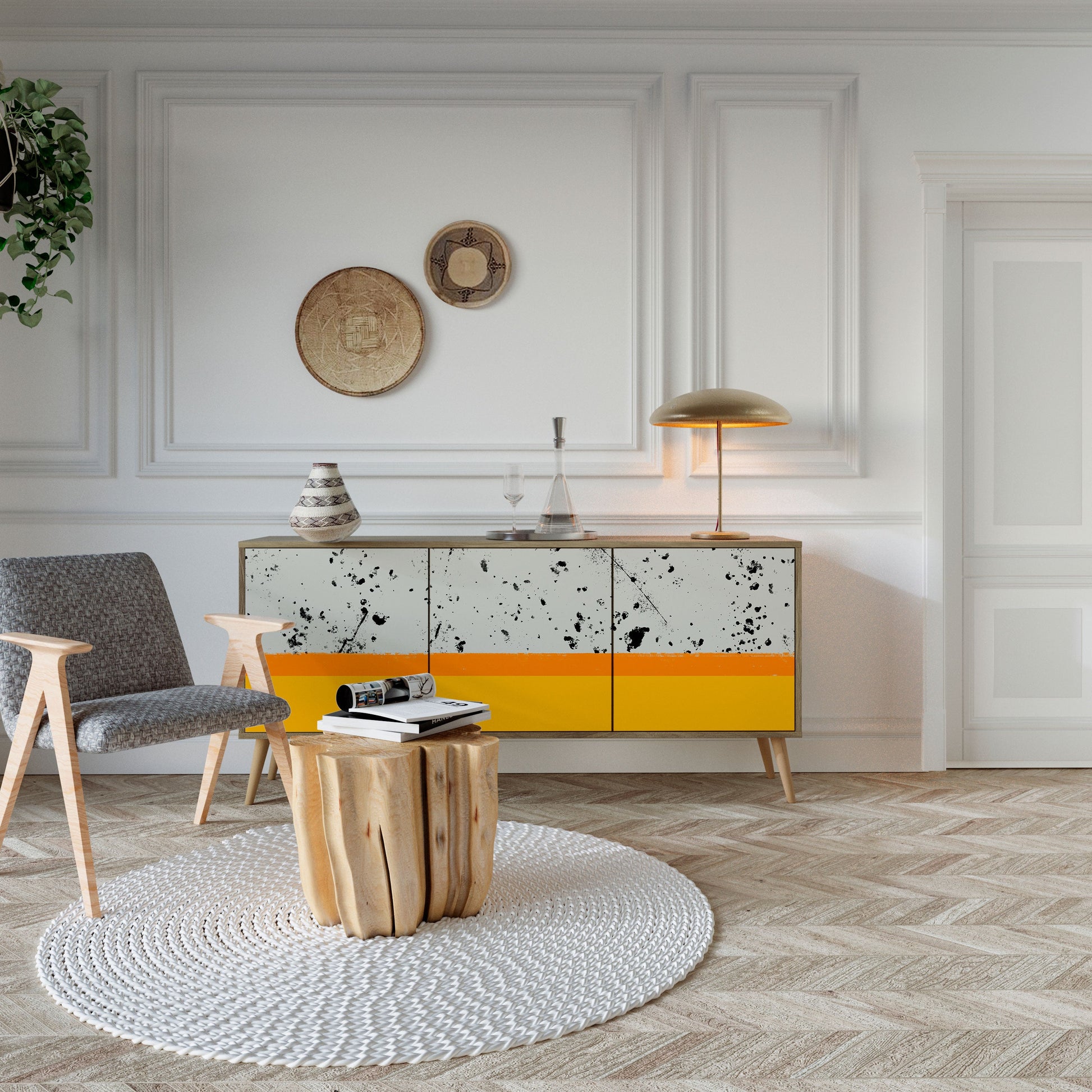 Buffet 3 portes DYED BY ORANGE effet chêne