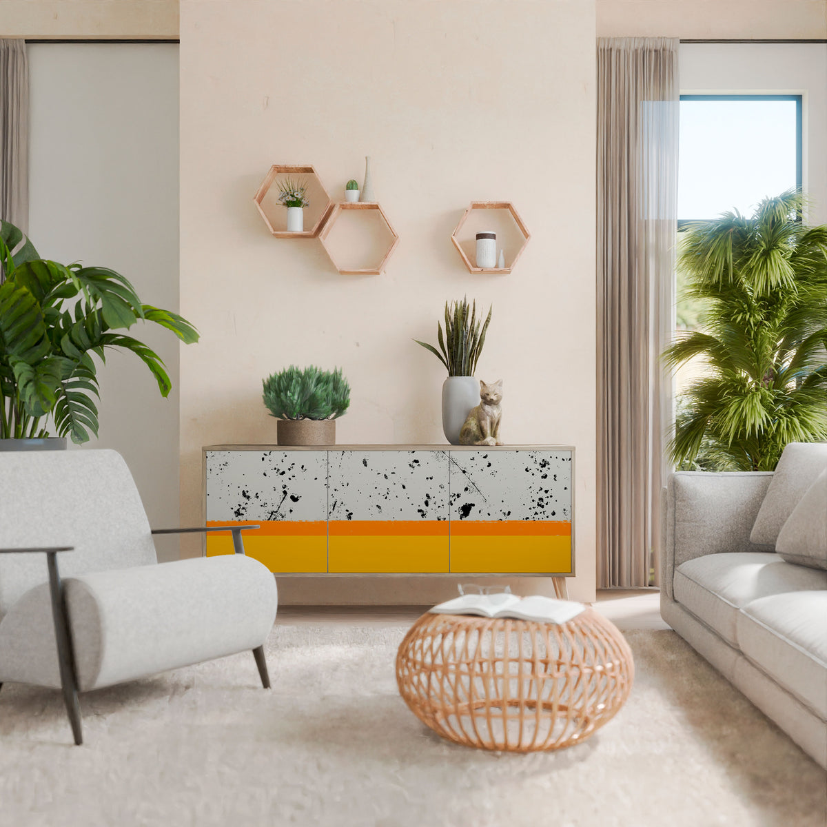 DYED BY ORANGE 3-Door Sideboard