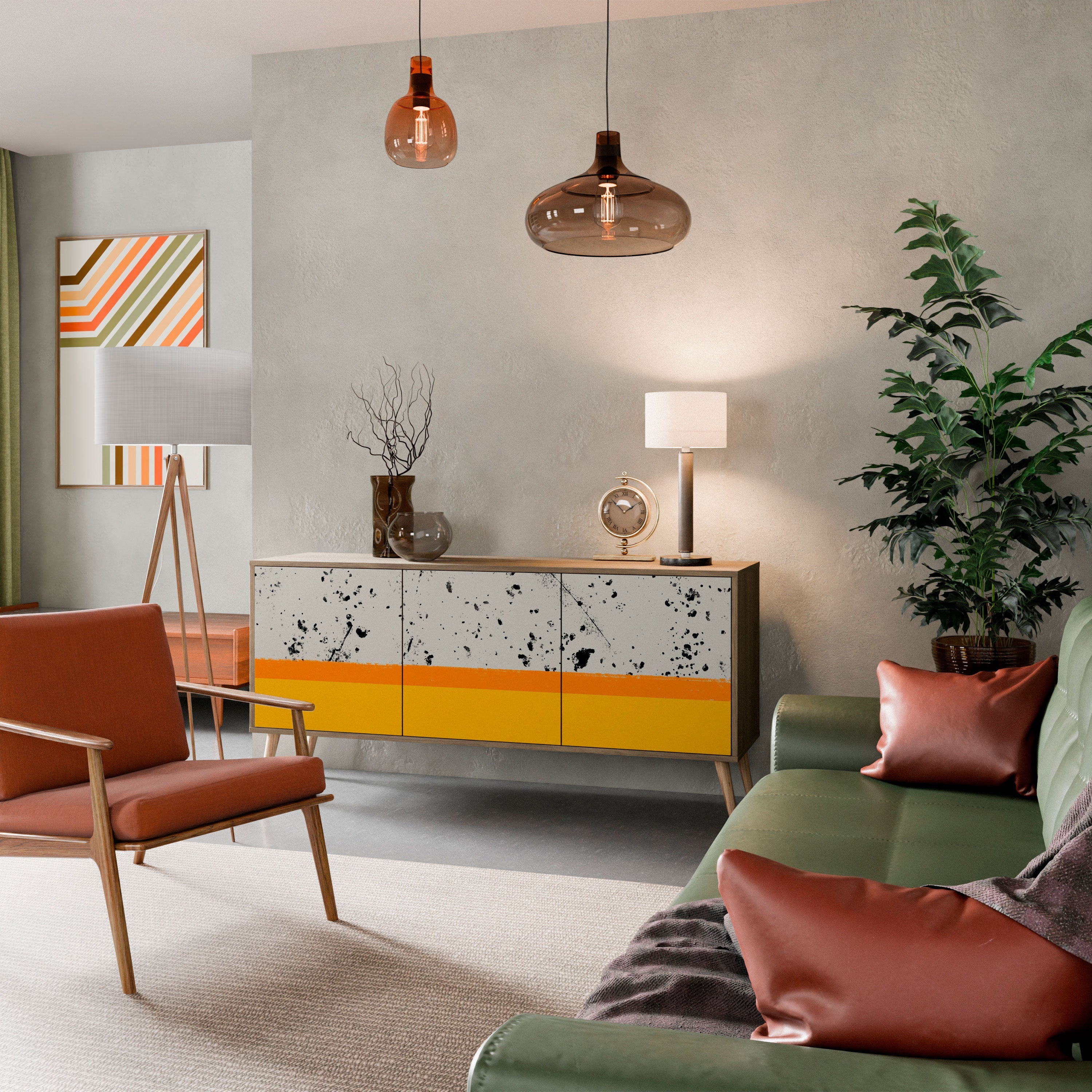 Buffet 3 portes DYED BY ORANGE effet chêne