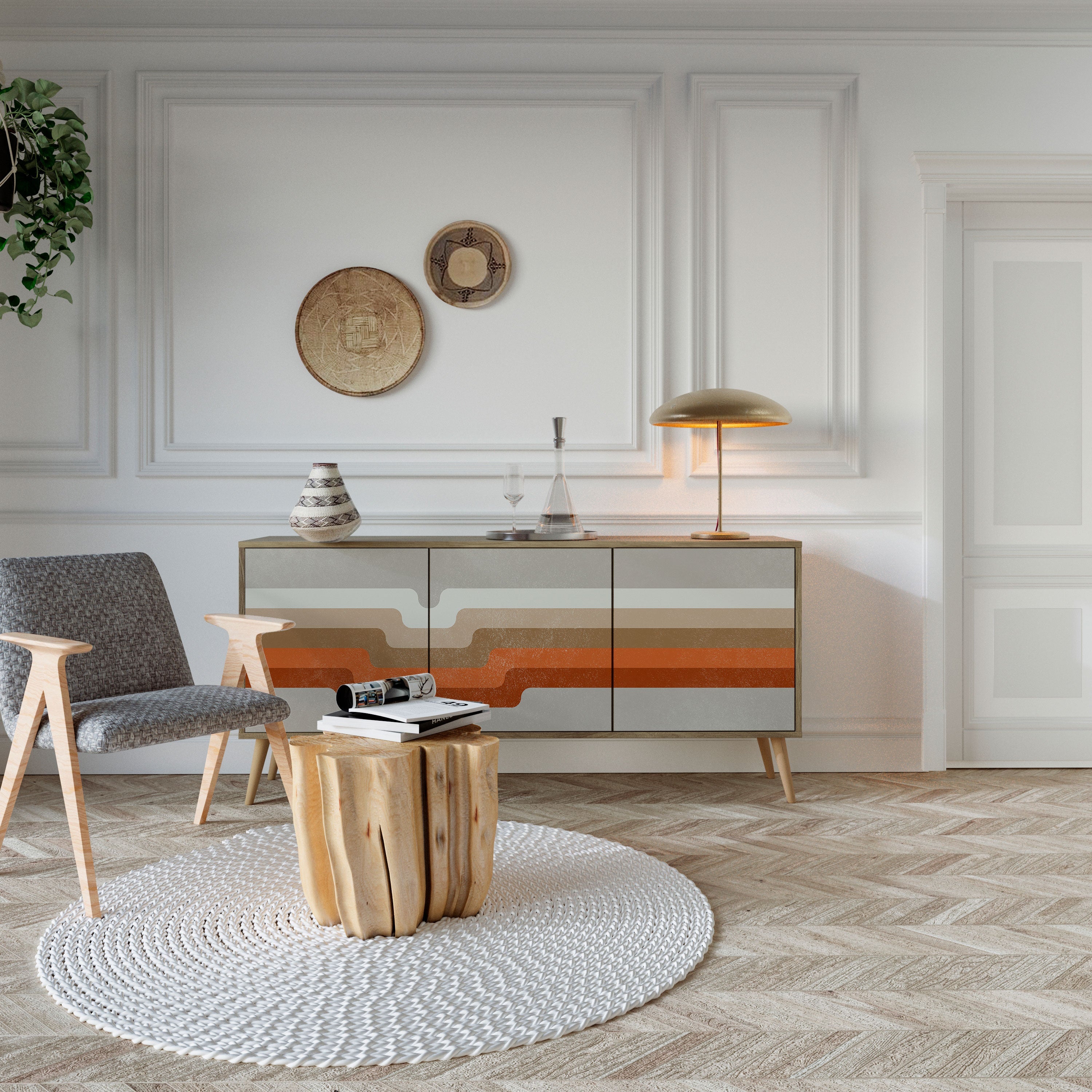 Buffet 3 portes effet chêne PECULIAR TRAIL