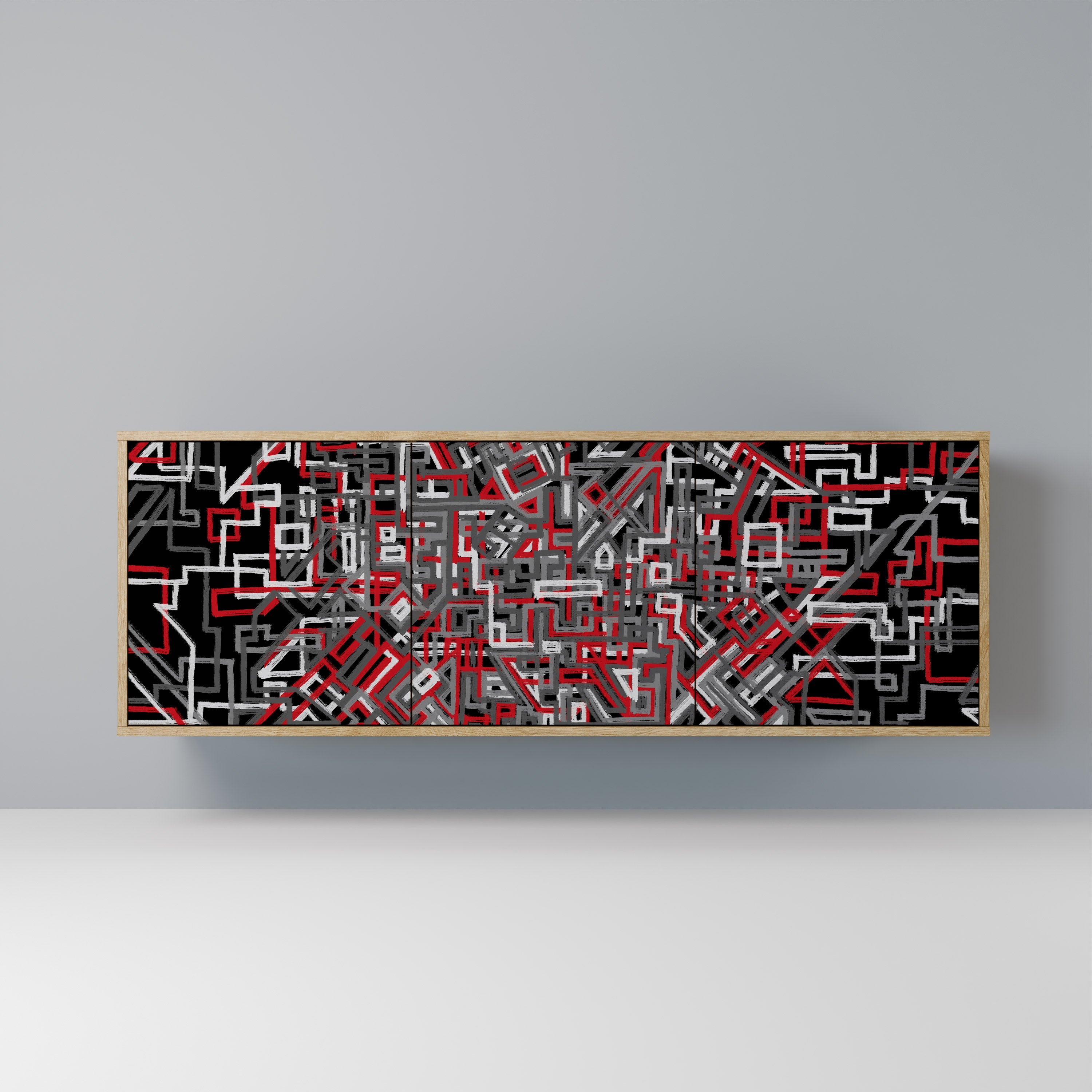 Buffet 3 portes BROKEN LINES effet chêne