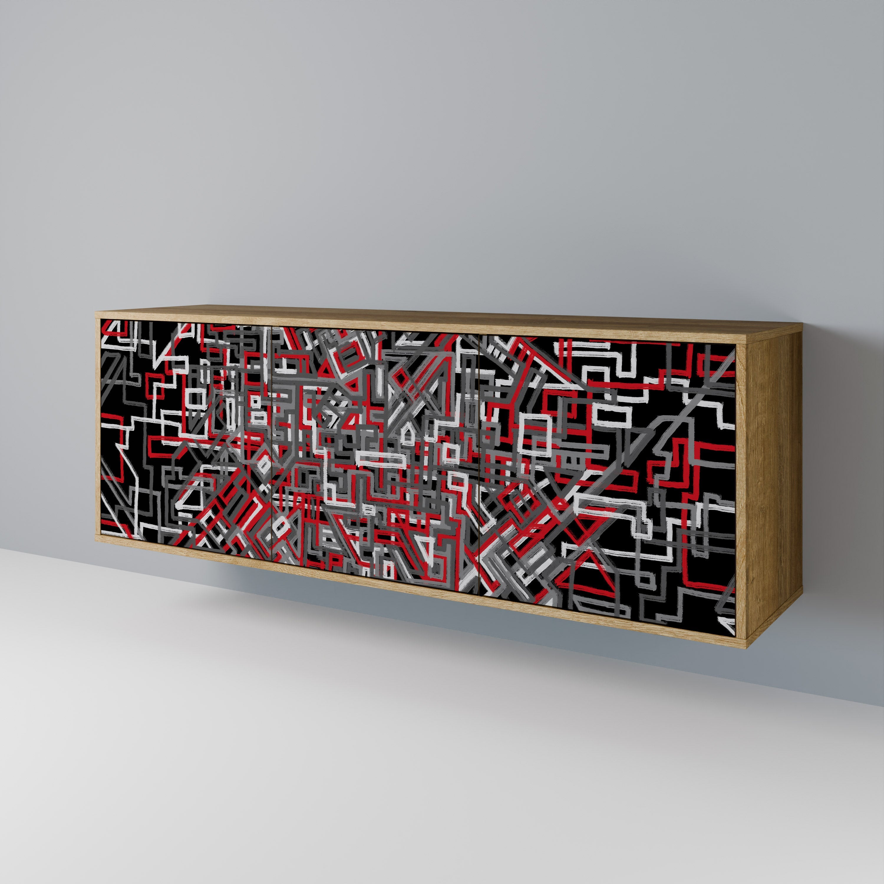 Buffet 3 portes BROKEN LINES effet chêne