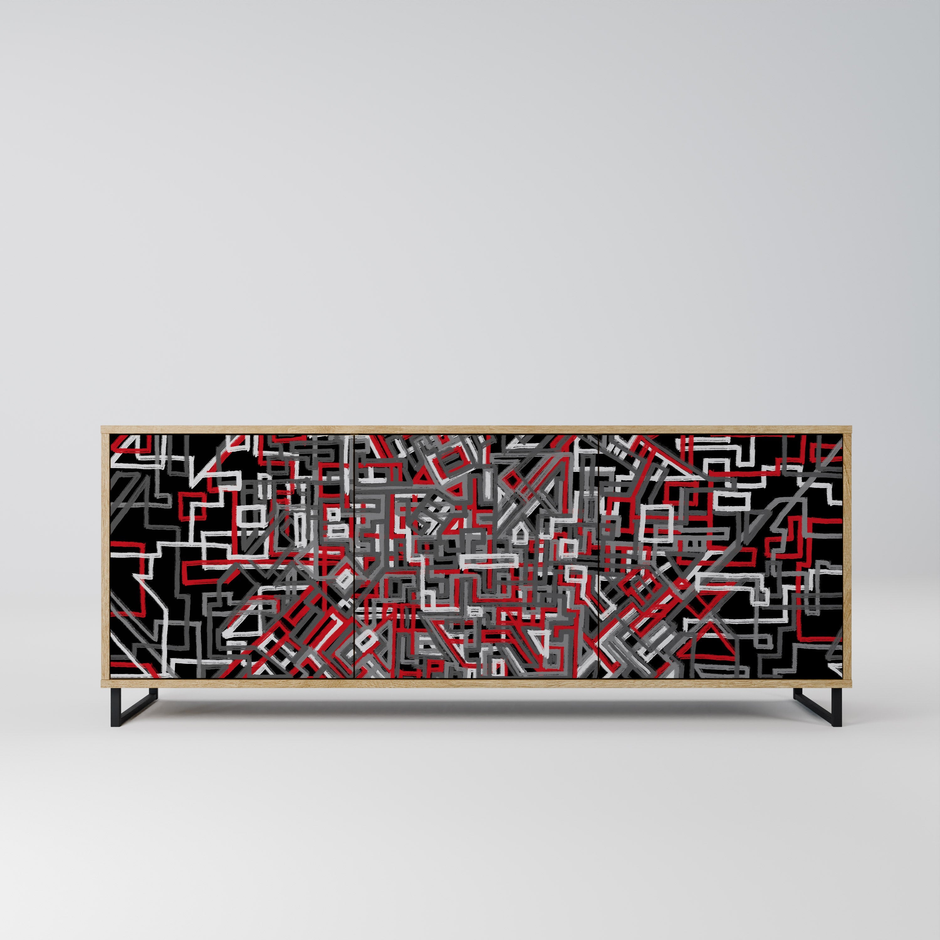 Buffet 3 portes BROKEN LINES effet chêne