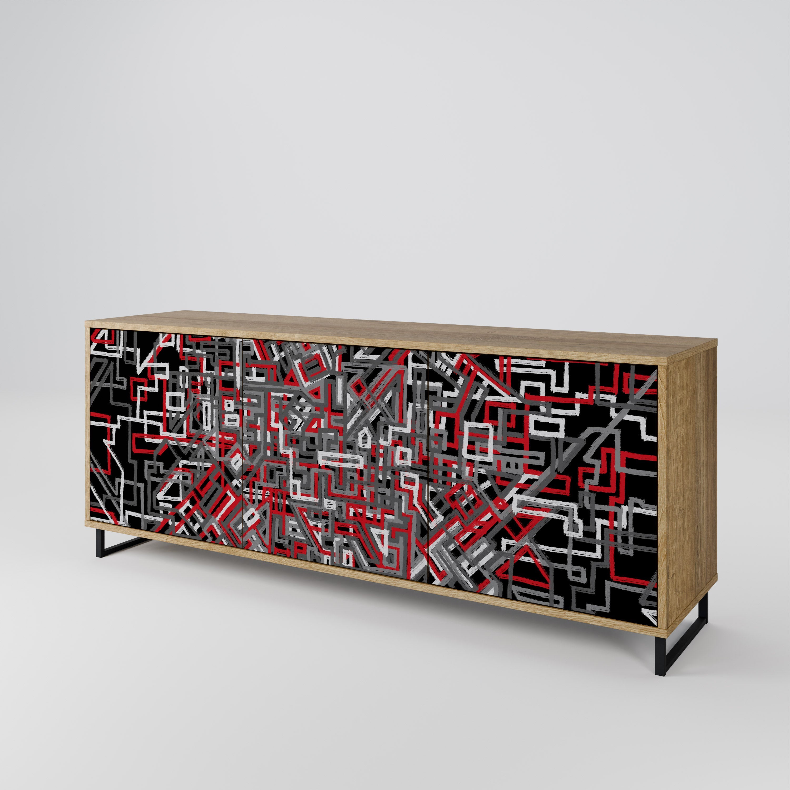 Buffet 3 portes BROKEN LINES effet chêne