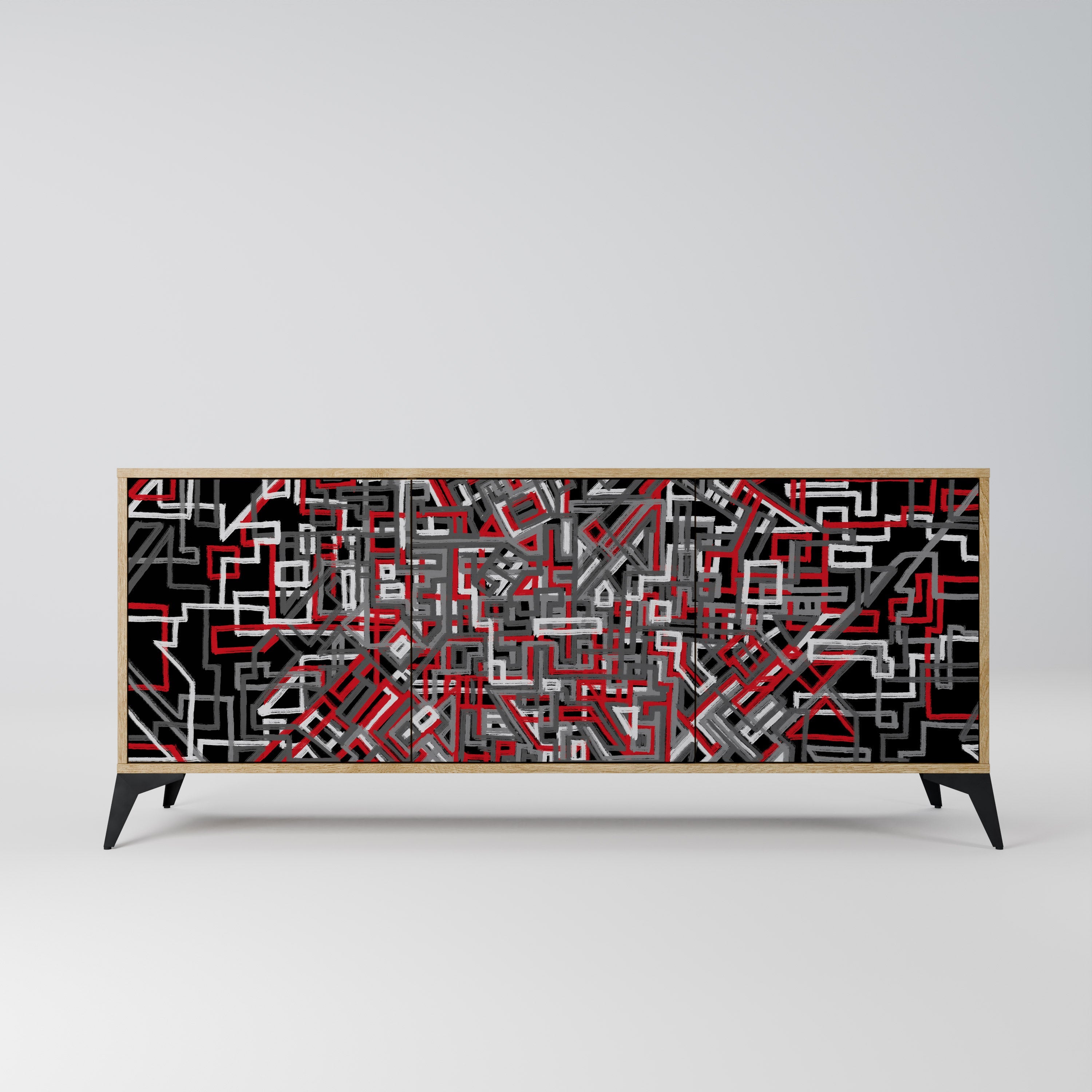 Buffet 3 portes BROKEN LINES effet chêne