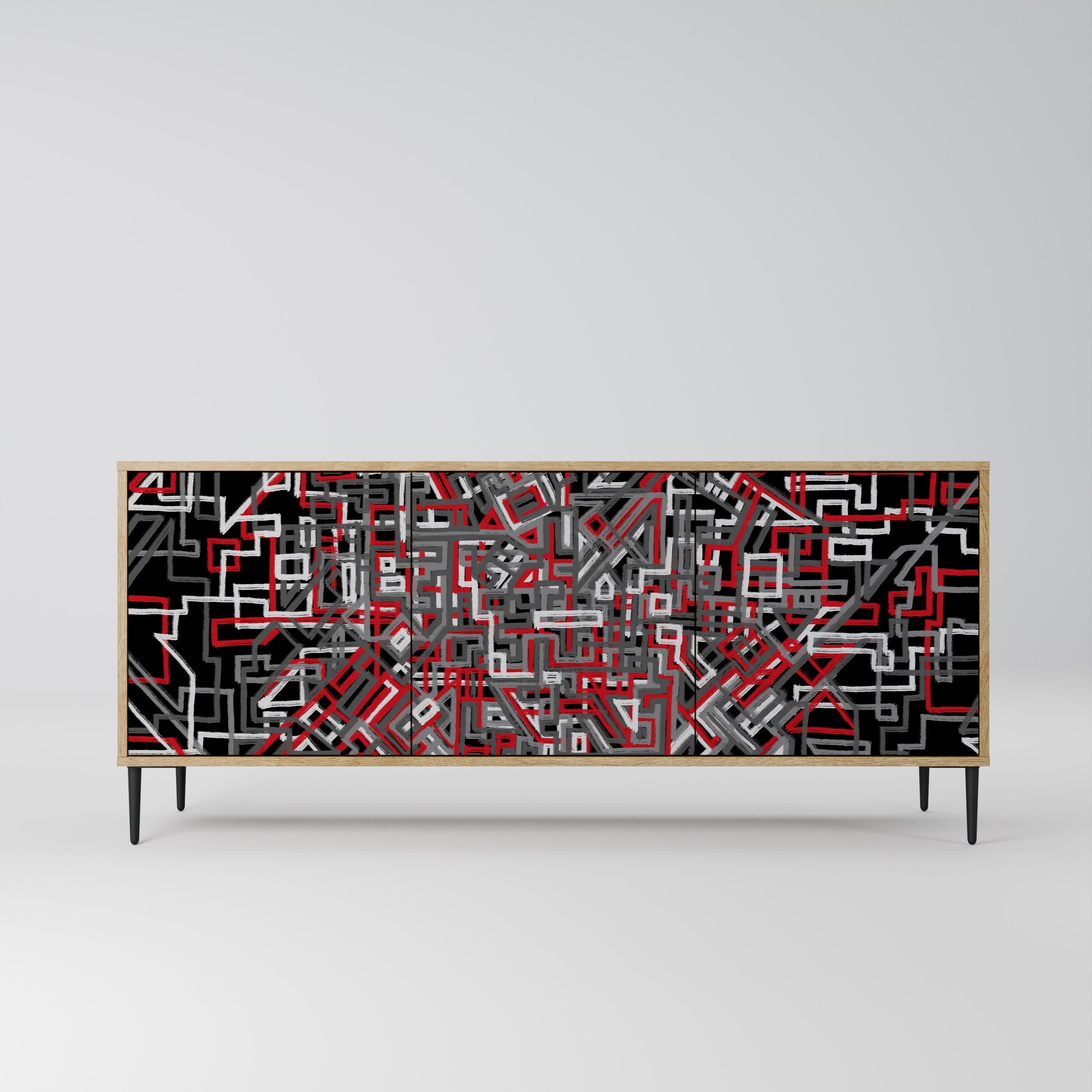 Buffet 3 portes BROKEN LINES effet chêne