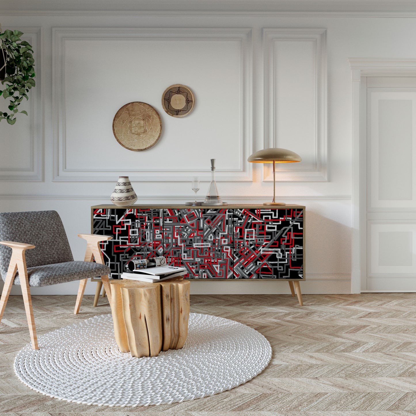 BROKEN LINES 3-Door Sideboard